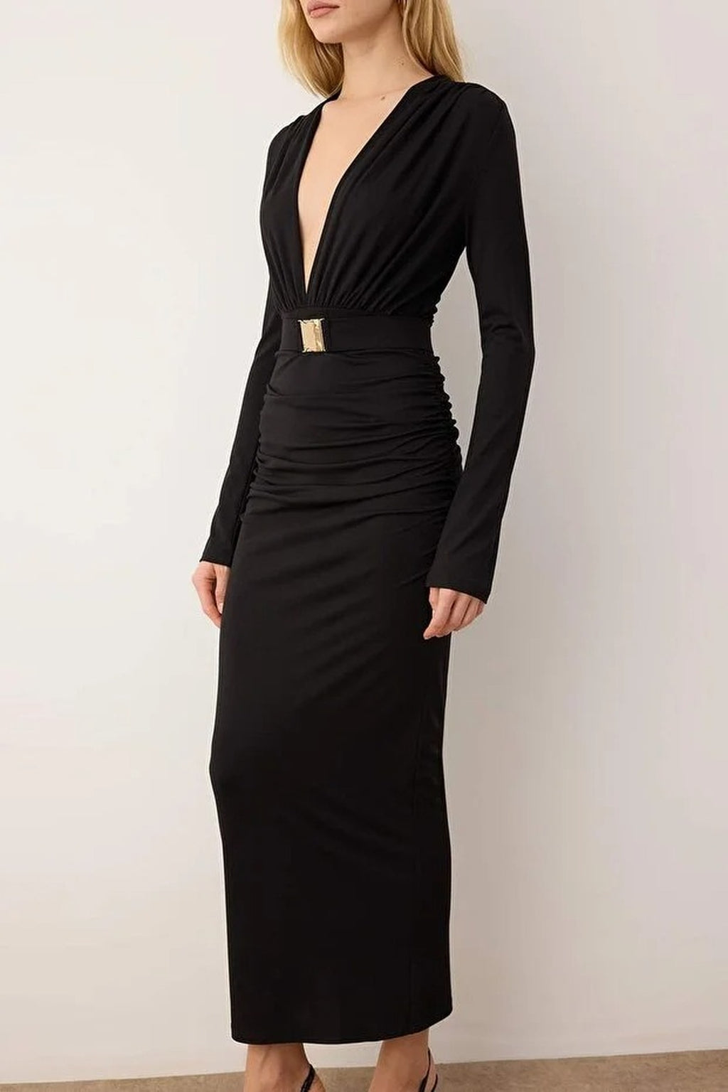 Belted Knit Modal Evening Dress