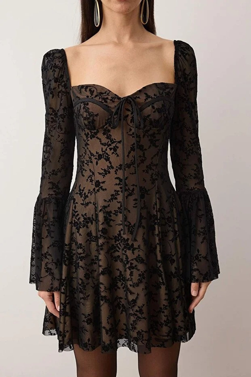 Heart Neckline Lace Mini Evening Dress