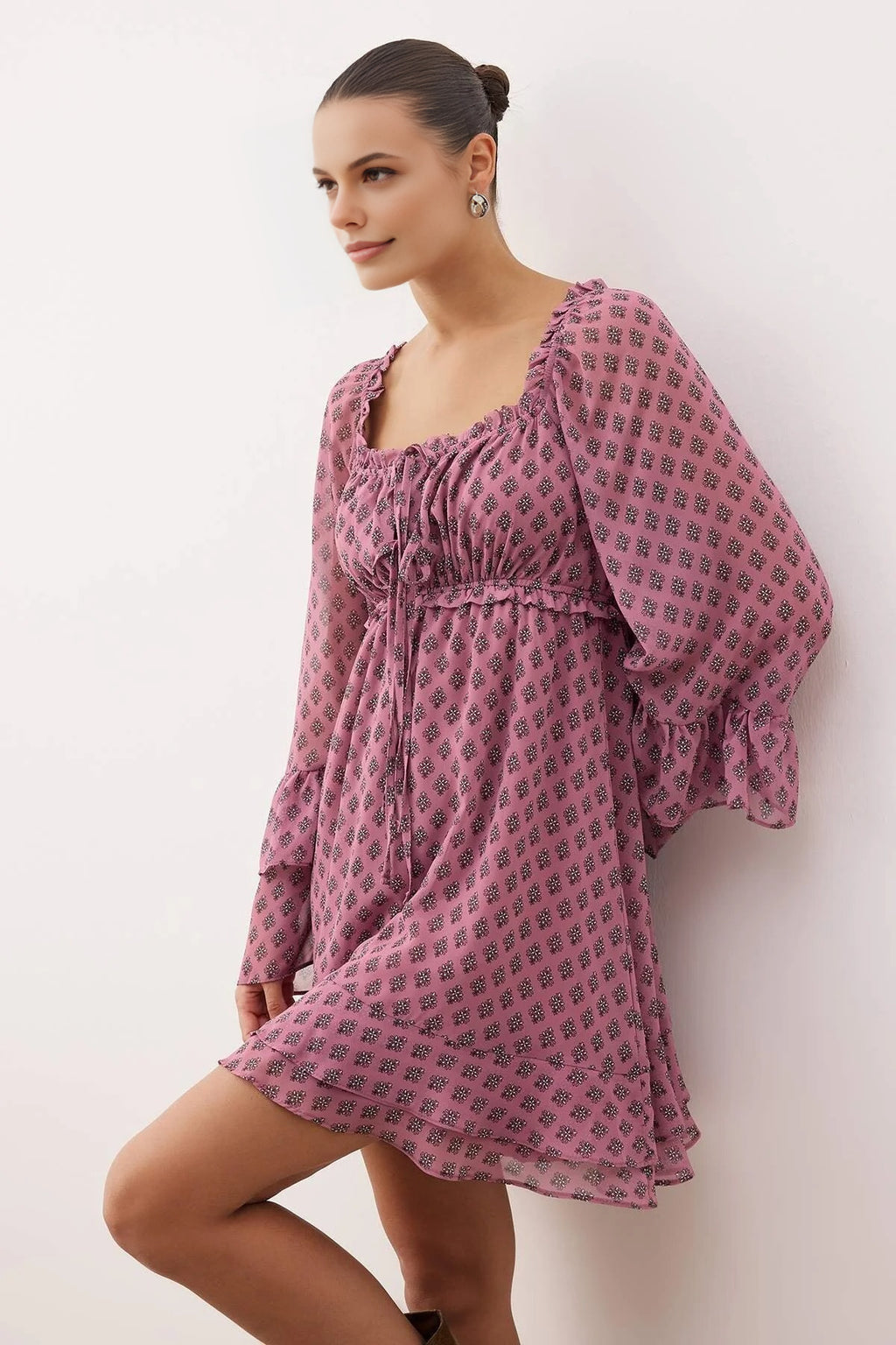Ruffled Mini Woven Dress