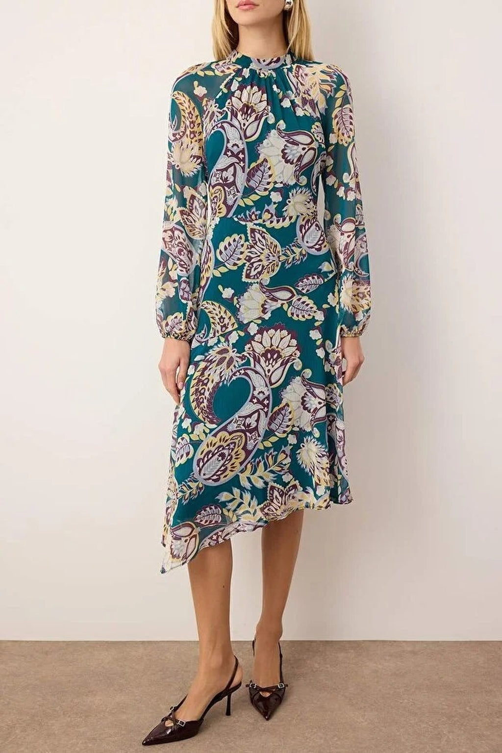 Midi Chiffon Lined Woven Dress