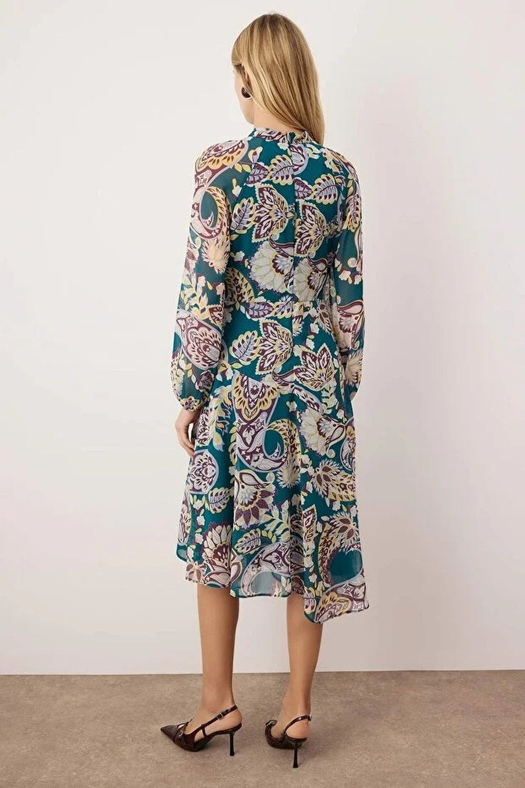 Midi Chiffon Lined Woven Dress