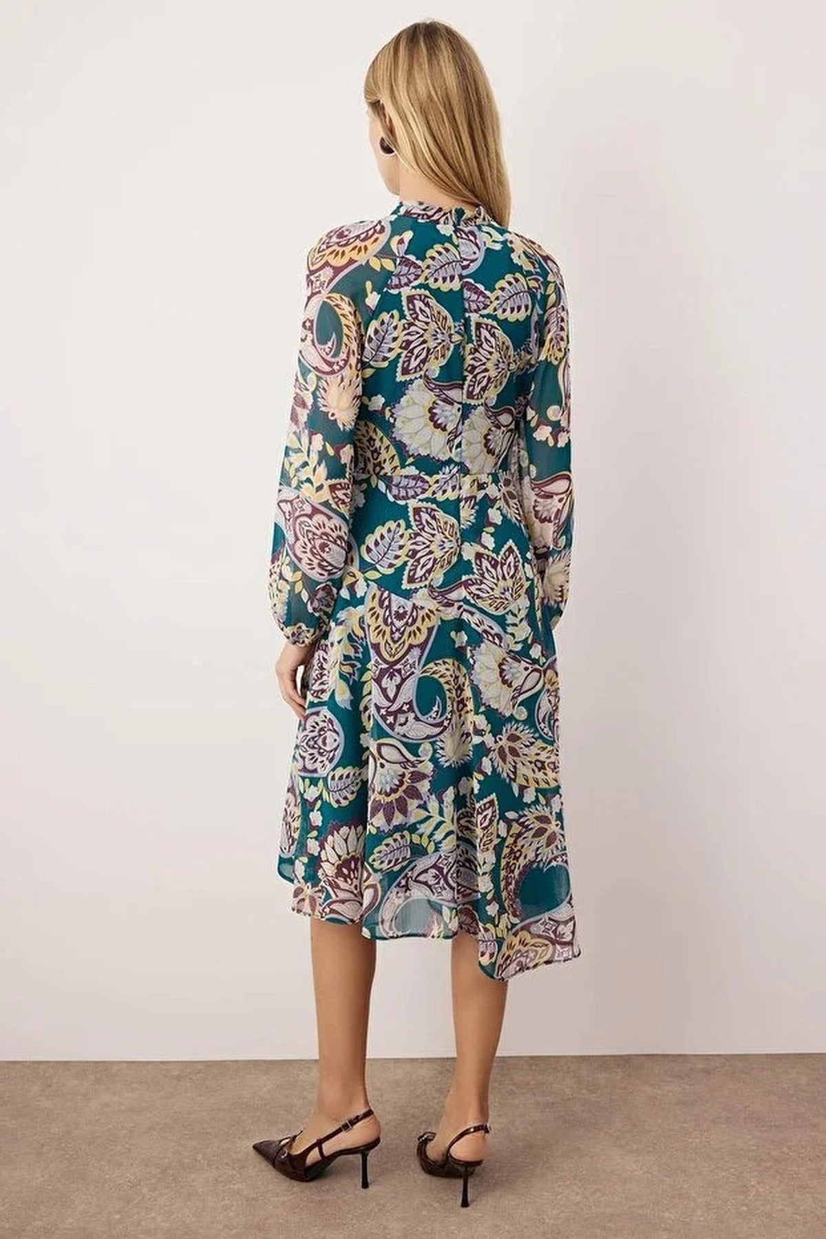 Midi Chiffon Lined Woven Dress