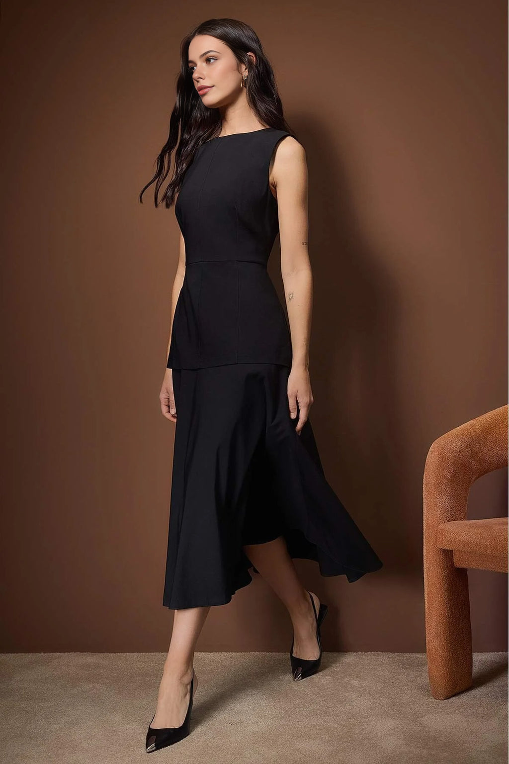 Midi Stretchy Woven Dress