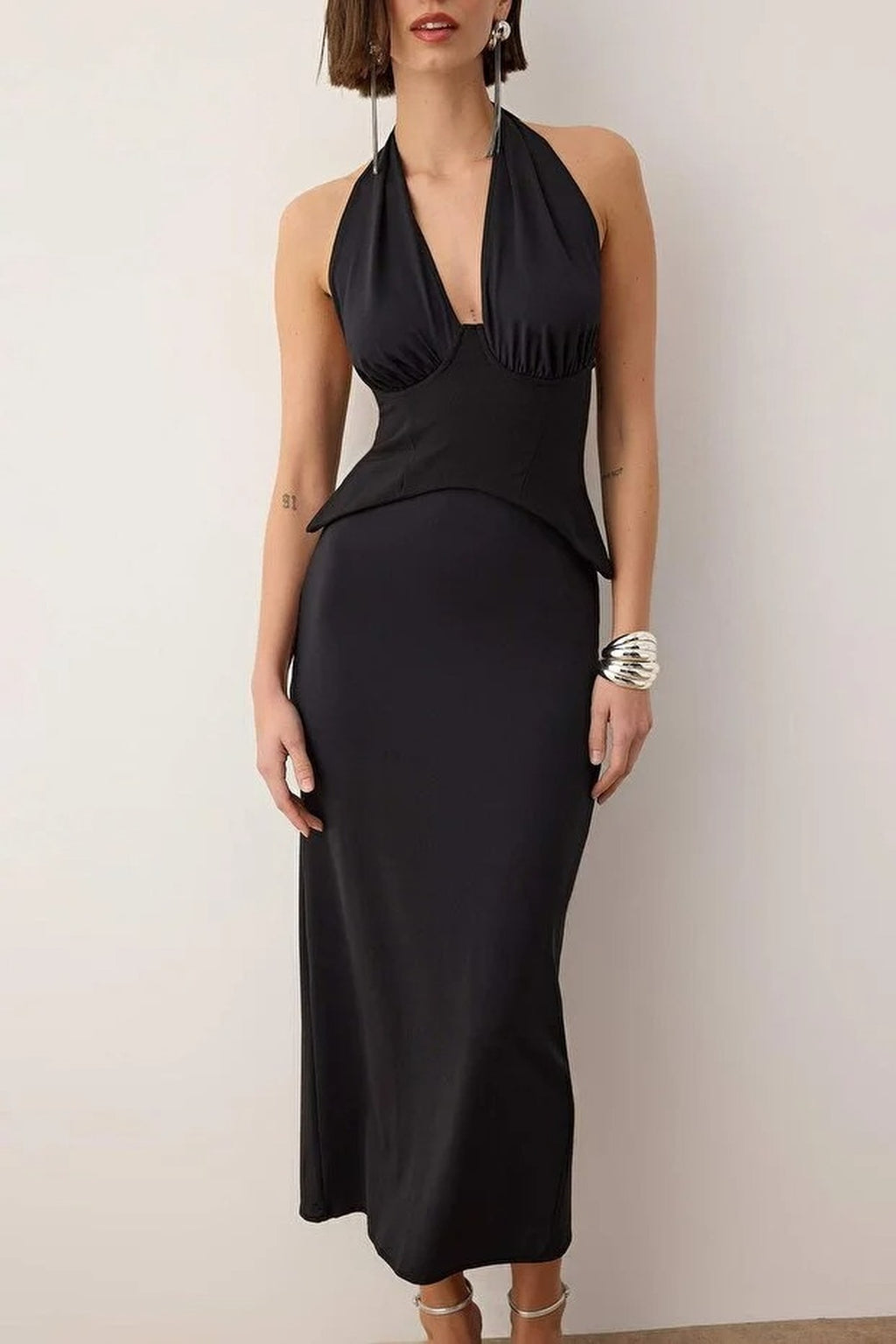 Maxi Dress with Halter Neck Detail