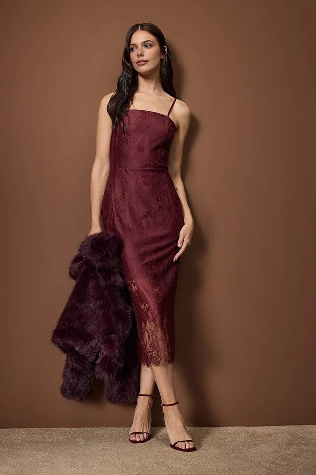 Lace Midi Lined Dress