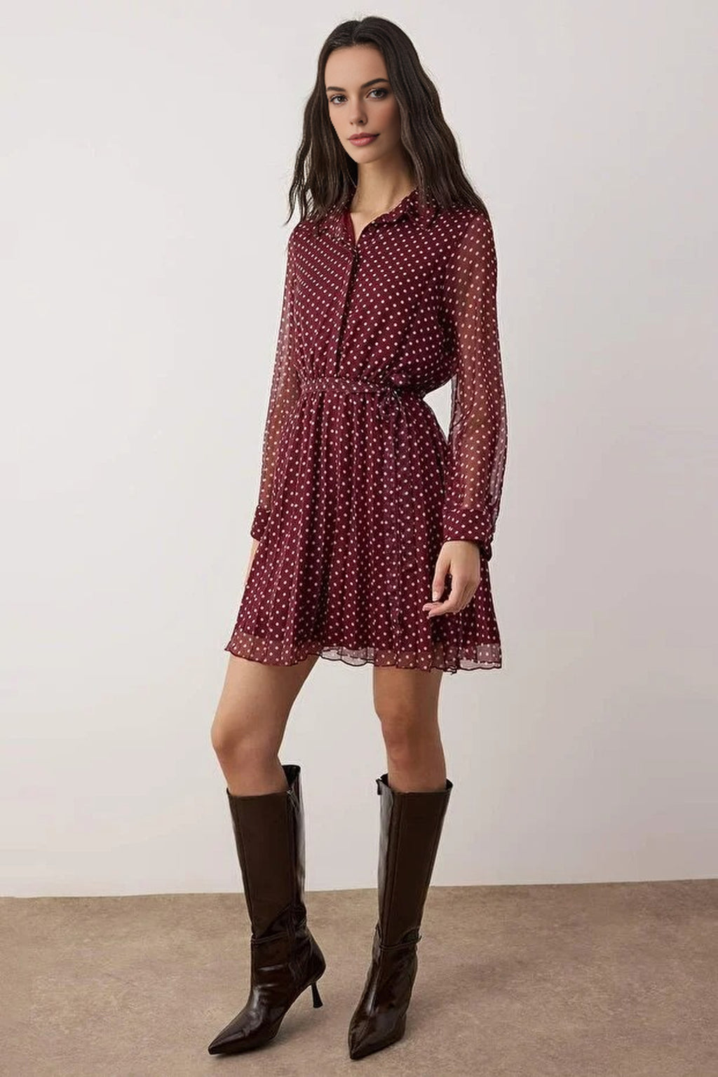 Belted Mini Woven Shirt Dress