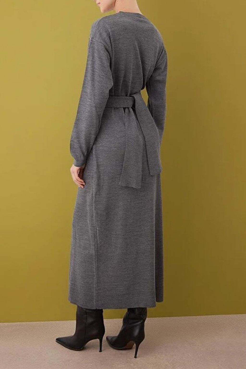 Knitted Dress with Metal Belt Accessory