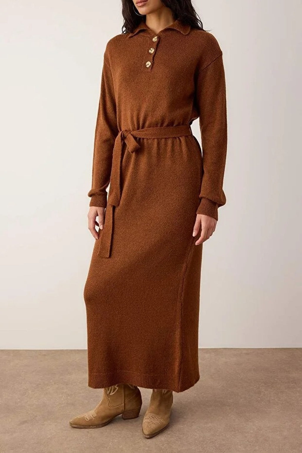 Polo Collar Knit Dress