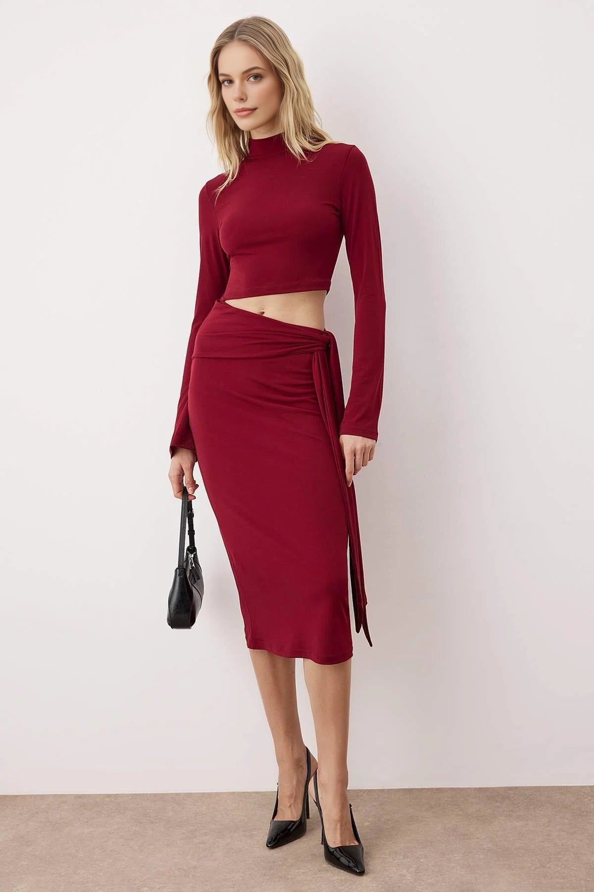 Cut-Out Midi Knitted Dress