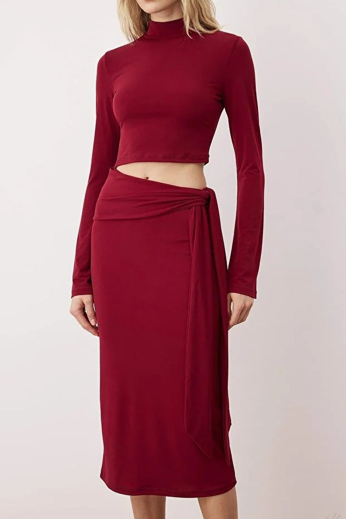 Cut-Out Midi Knitted Dress