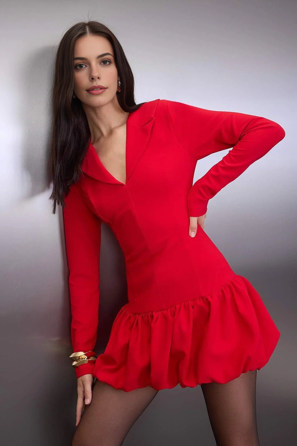 Balloon Skirt Detail Woven Dress with Lined Shorts