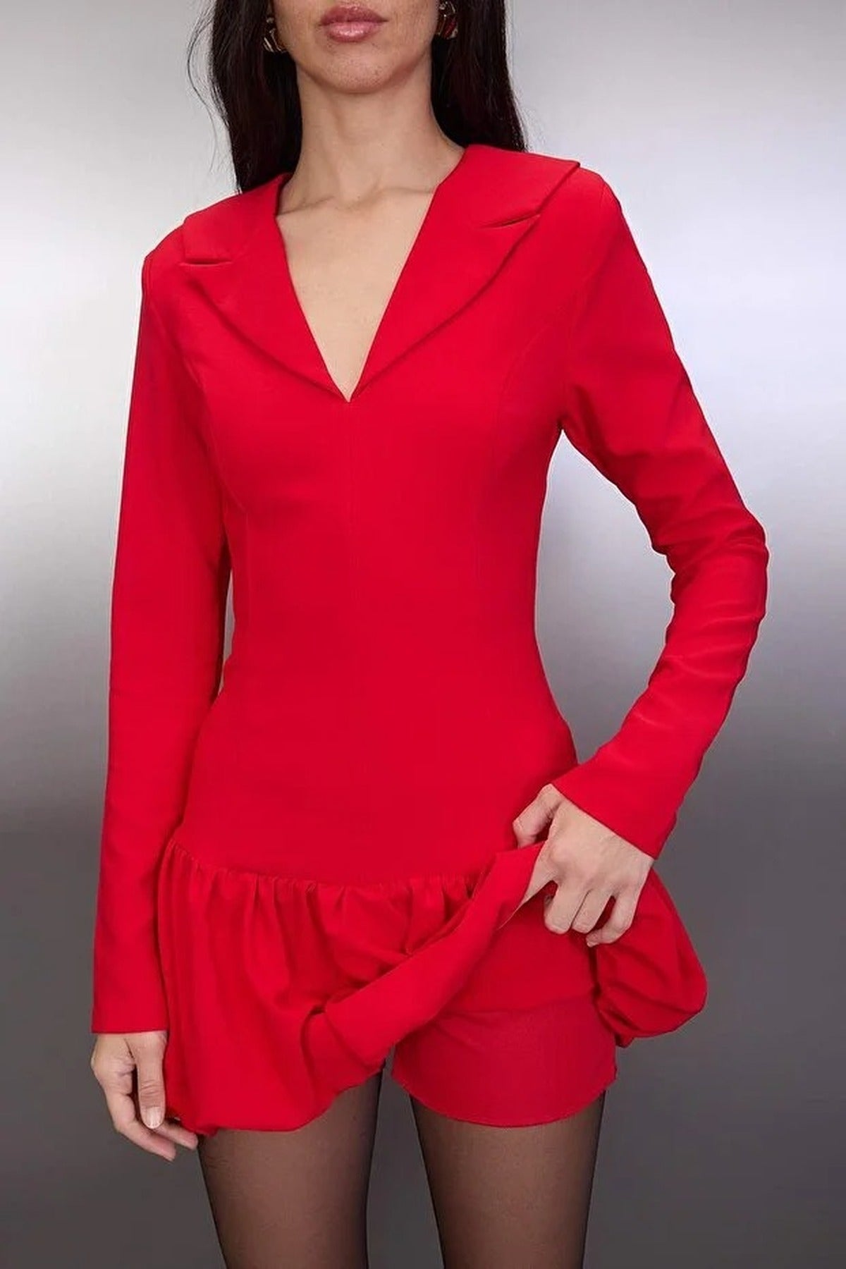 Balloon Skirt Detail Woven Dress with Lined Shorts