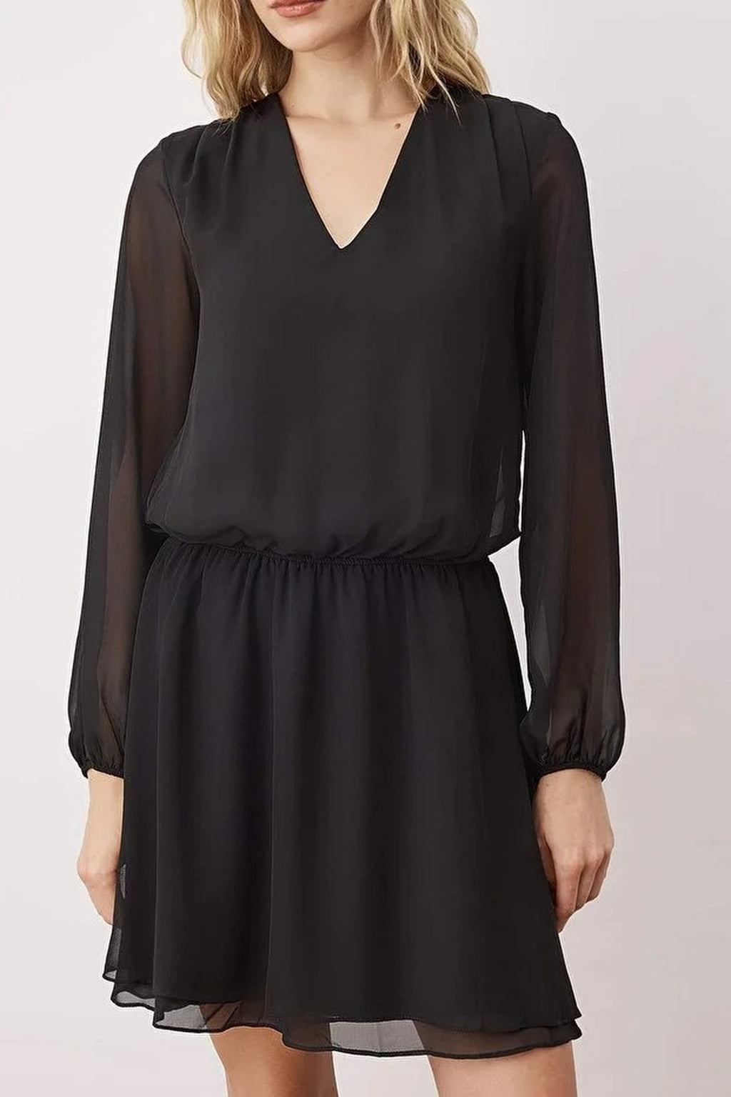 Mini Woven Dress with Chiffon Skirt