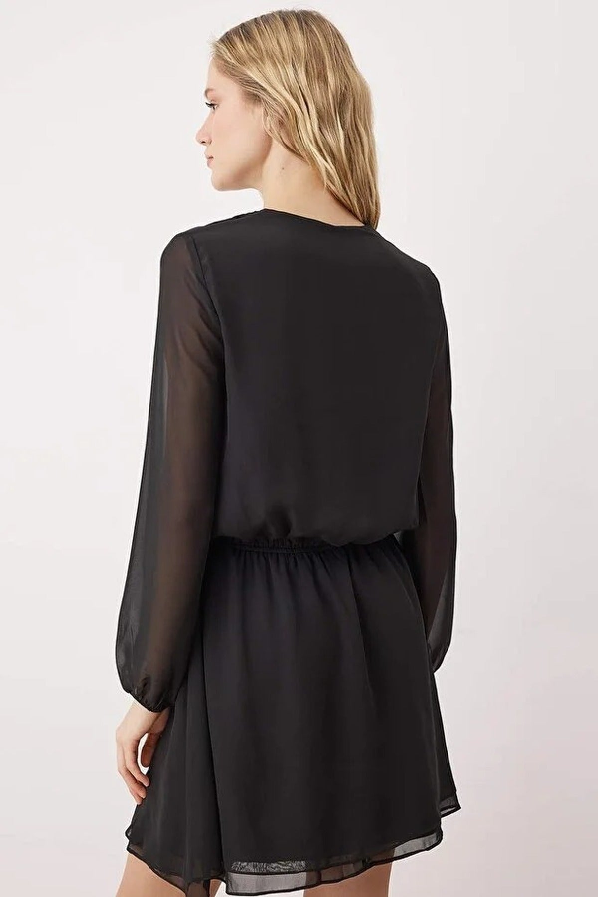 Mini Woven Dress with Chiffon Skirt