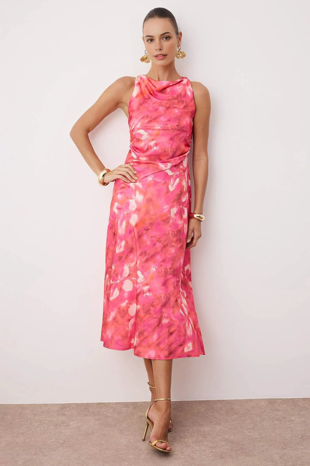 Satin Midi Unlined Dress