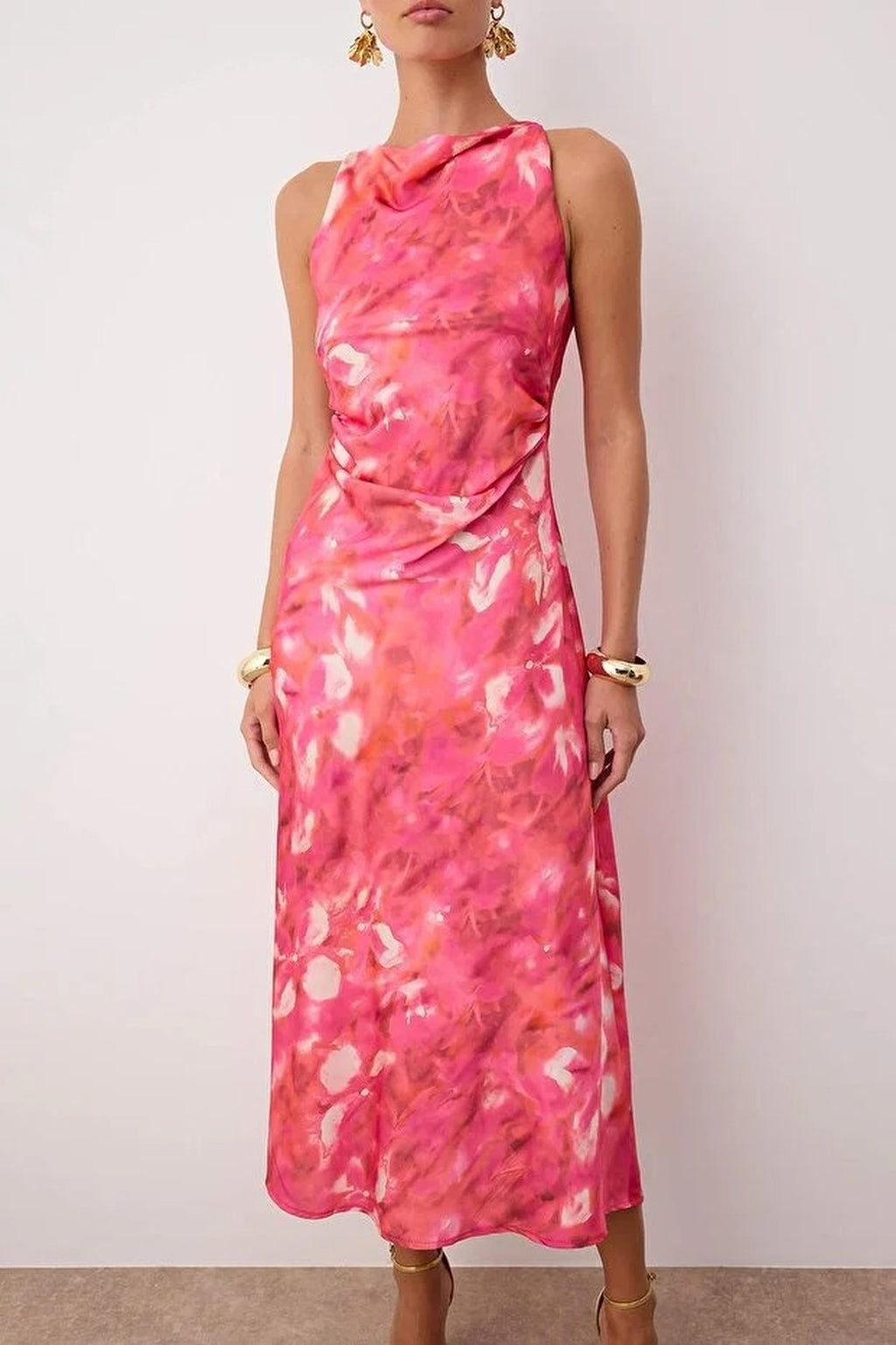 Satin Midi Unlined Dress