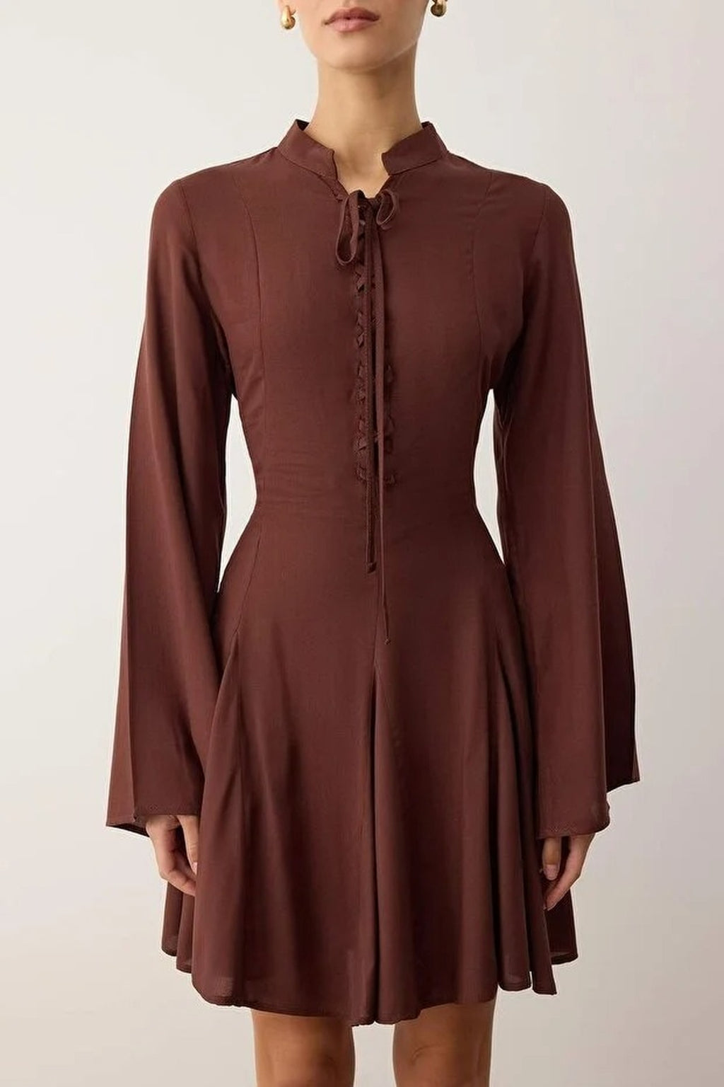 Eyelet Mini Woven Dress with Tie Detail