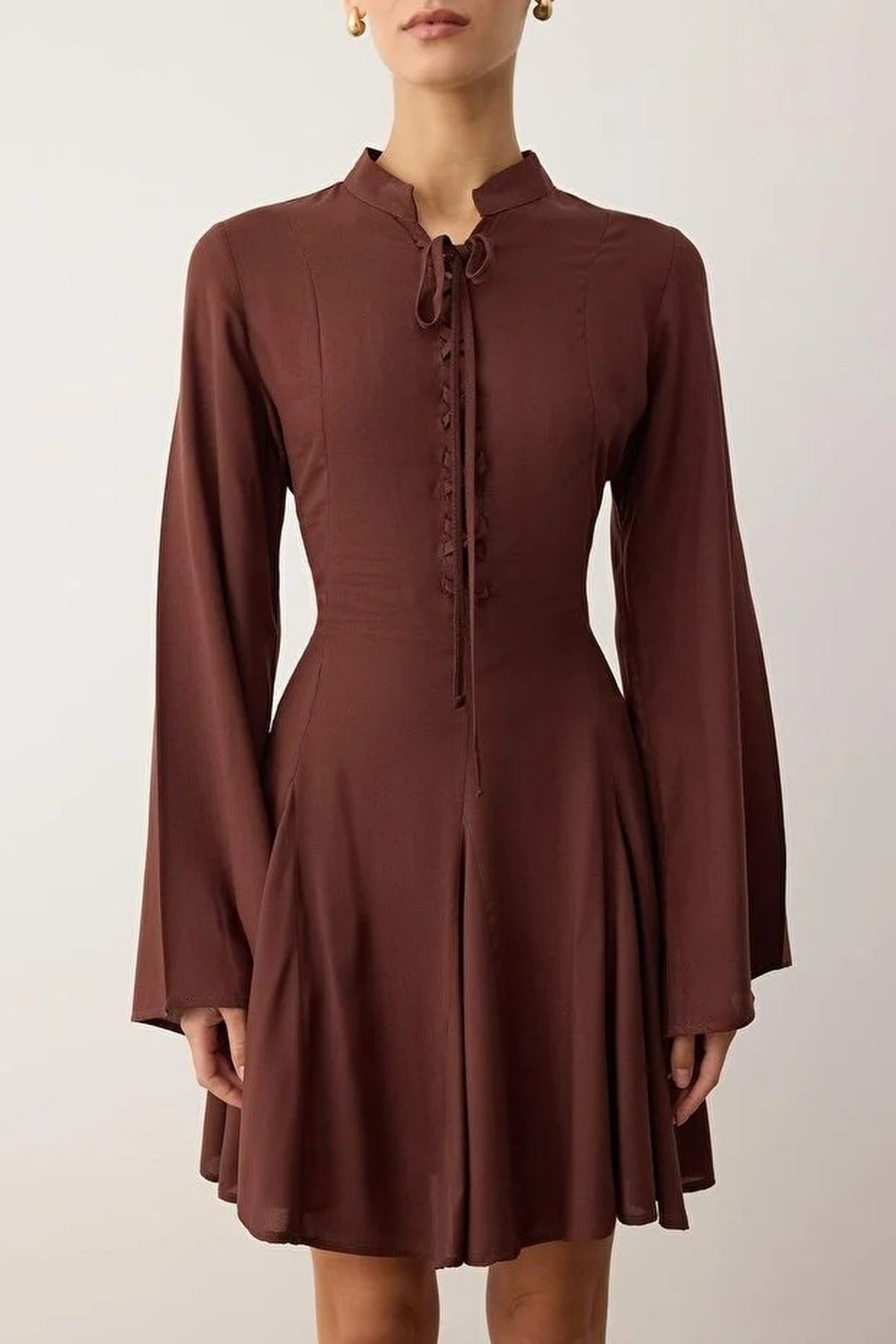 Eyelet Mini Woven Dress with Tie Detail