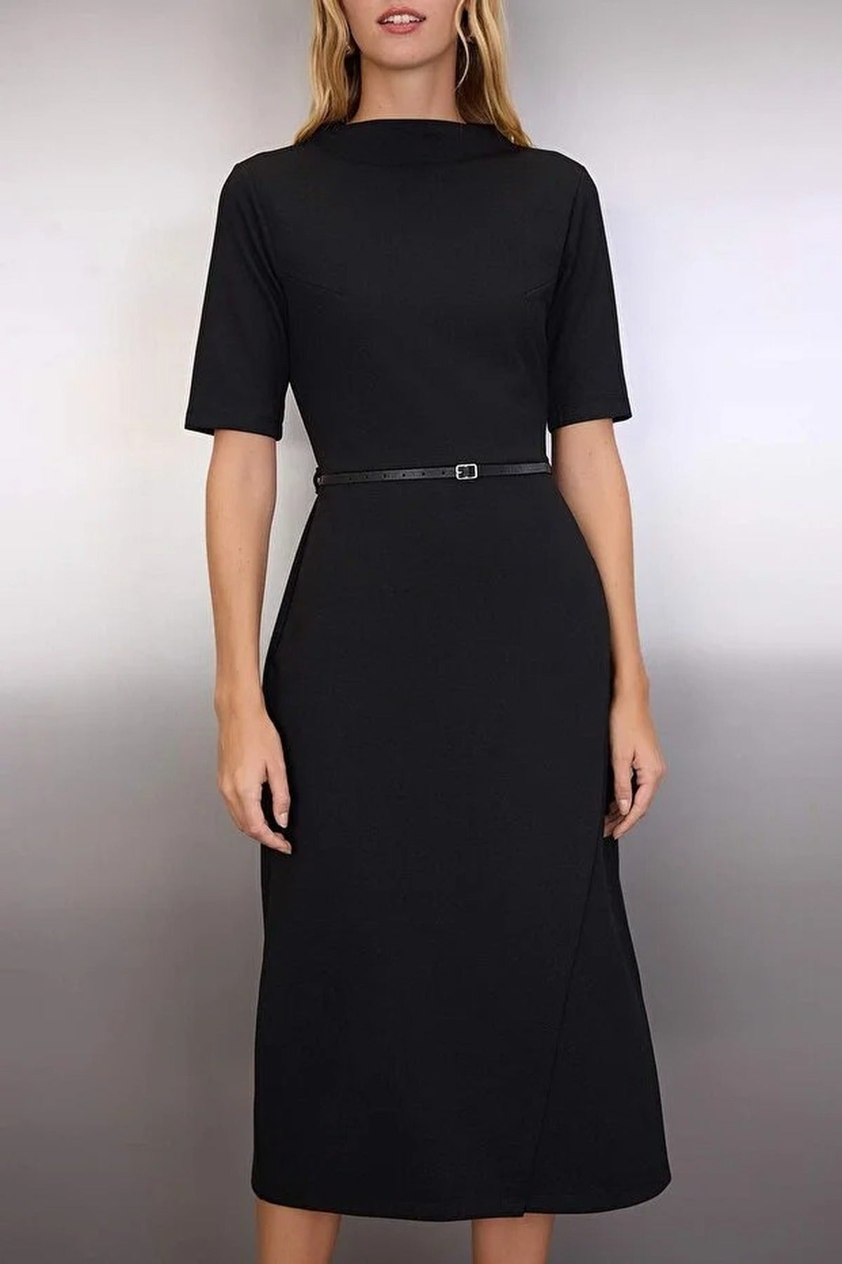 Midi Belted Truvakar Sleeve Knitted Dress