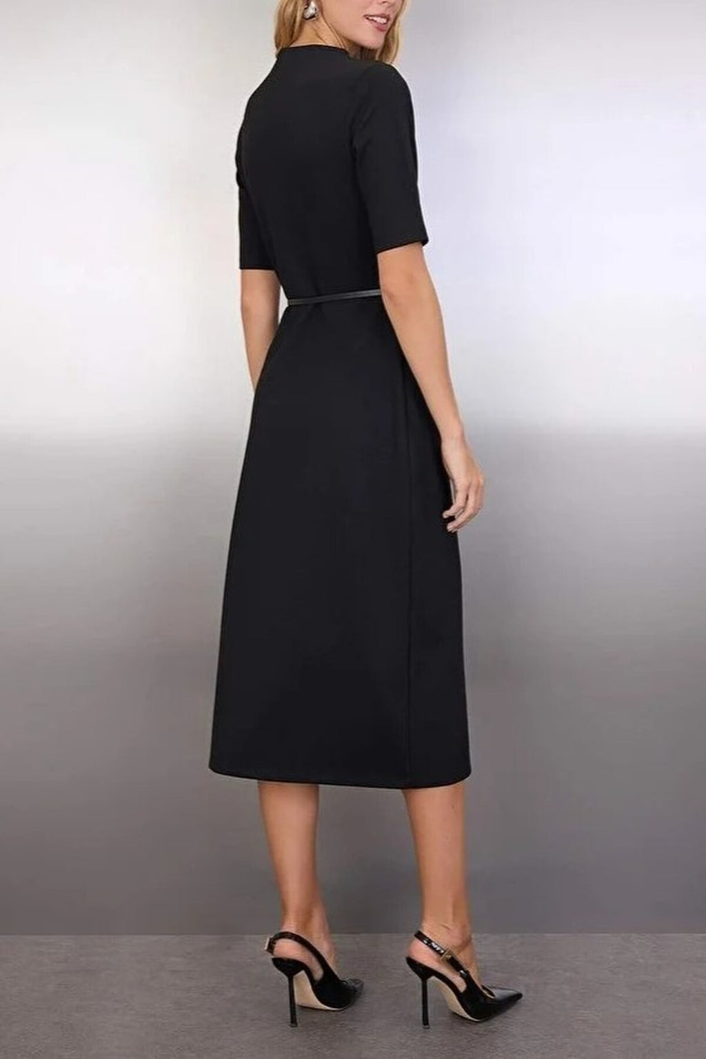 Midi Belted Truvakar Sleeve Knitted Dress