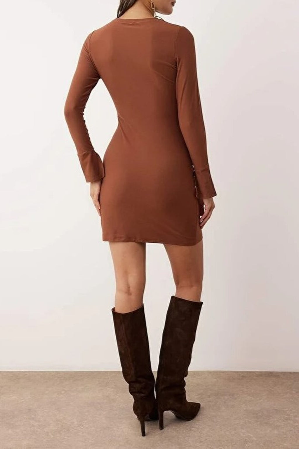 Drape Detail Bodycon Mini Stretch Knit Dress