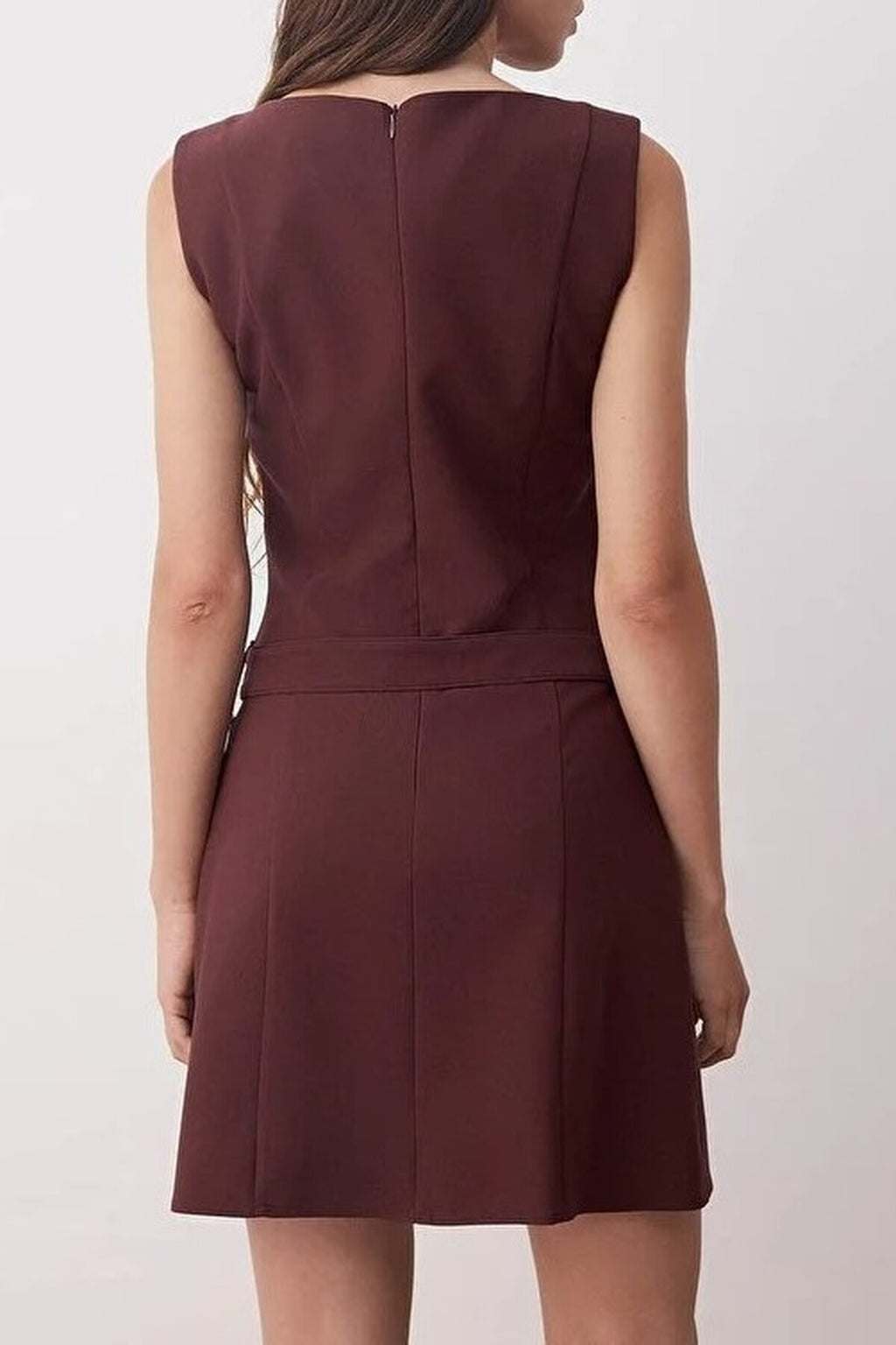 Belted Pleated Mini Woven Dress