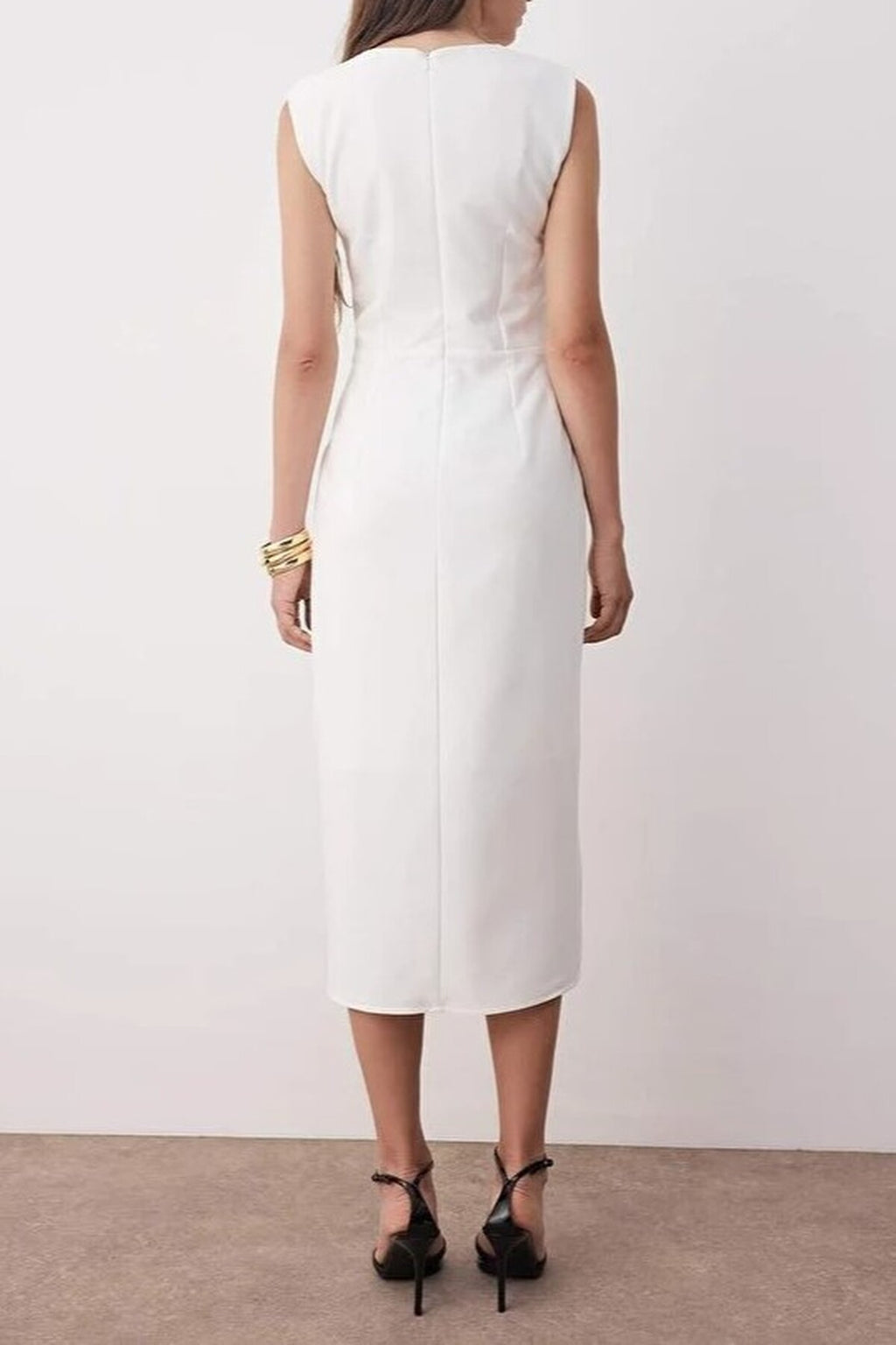Midi Woven Dress with Belted Accessory Detail
