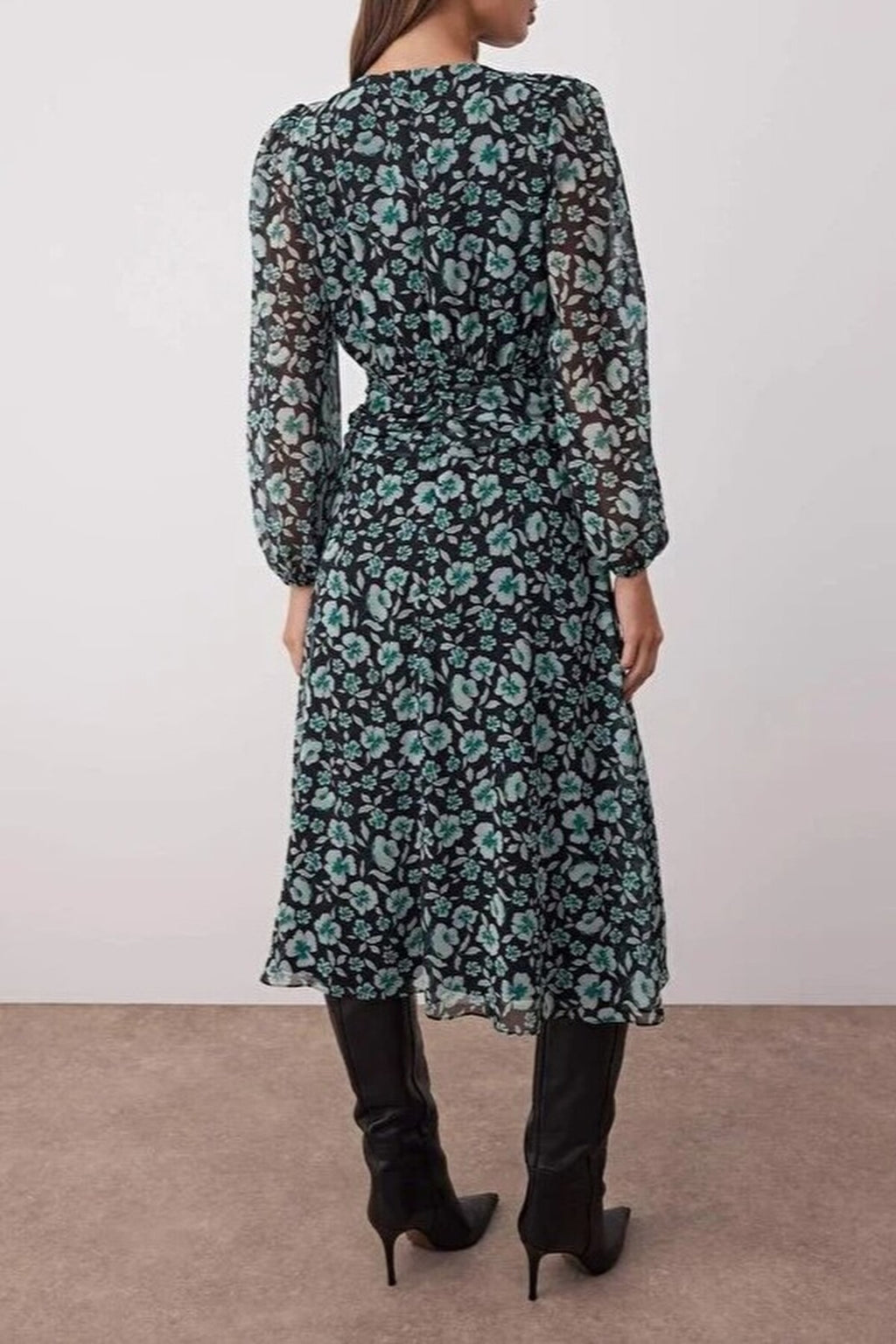 Floral Patterned A-Line Boho Maxi Woven Dress