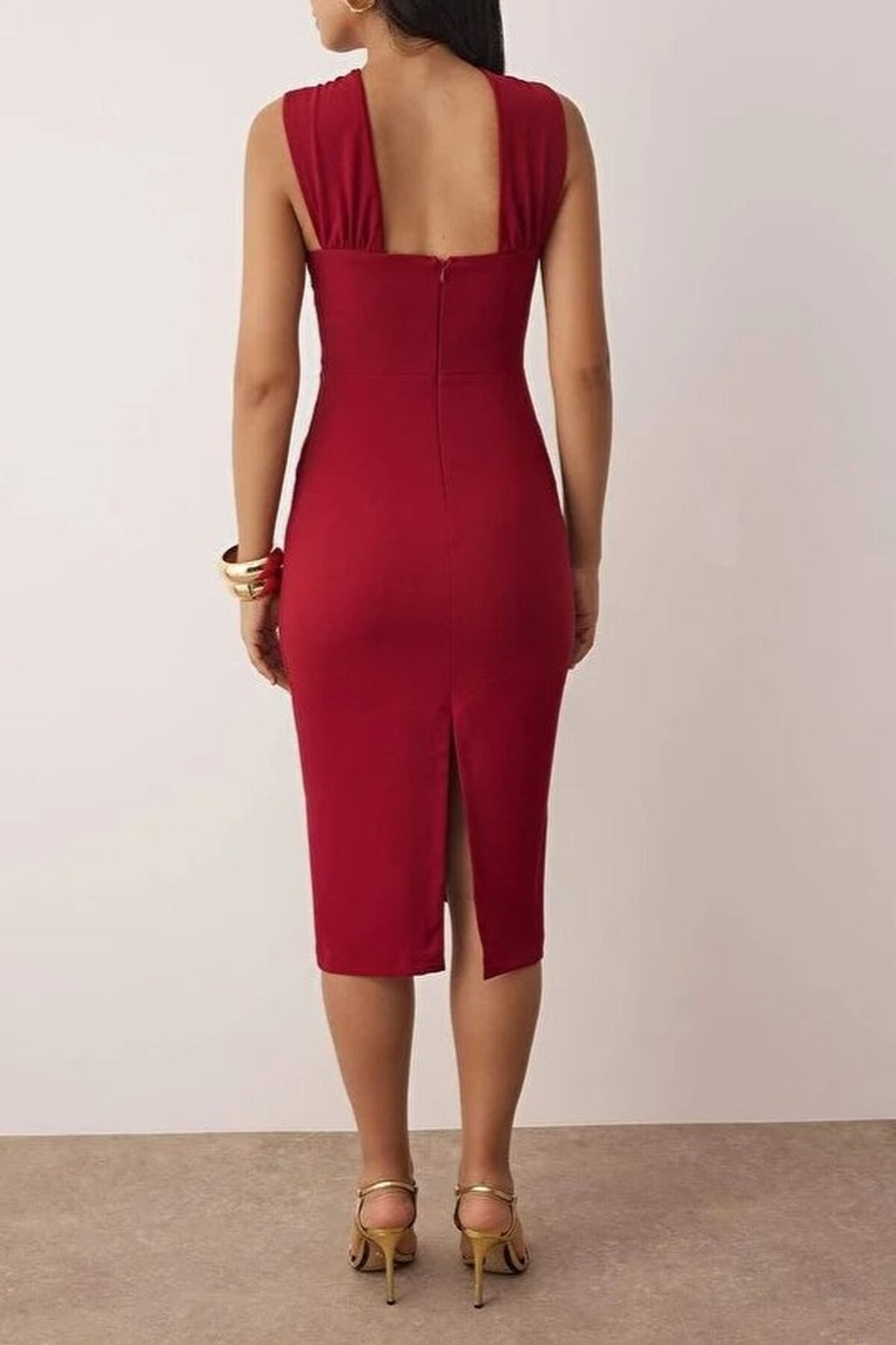 Accessory Detail Woven Midi Unlined Dress