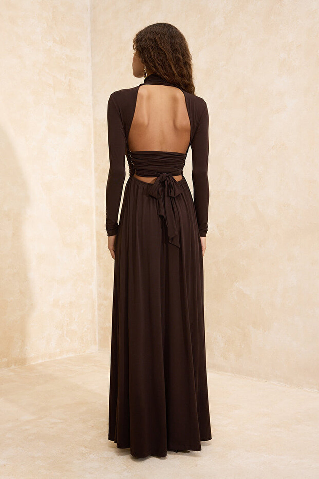 Accessory Detailed Knitted Maxi Evening Dress