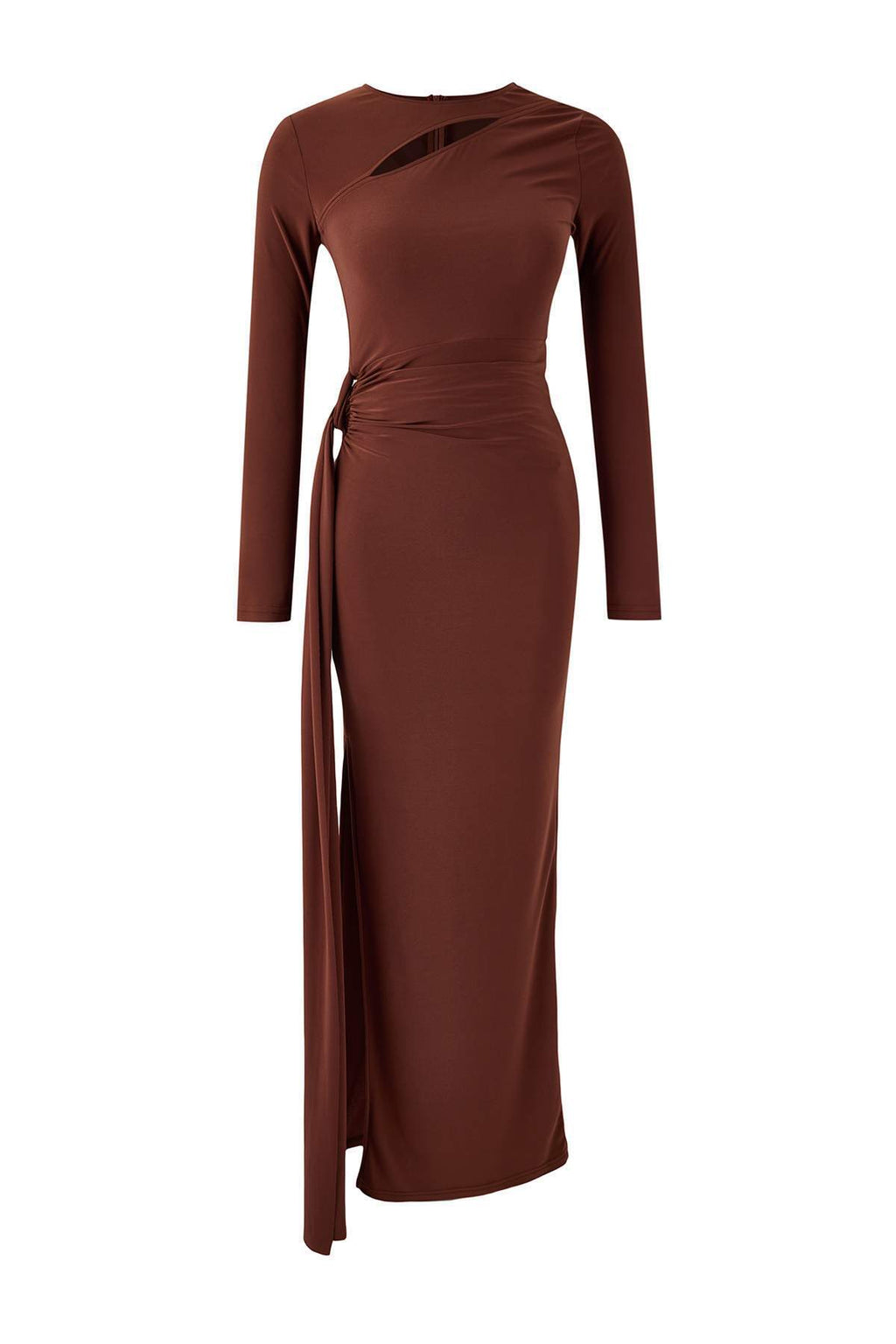 Maxi Evening Dress with Neckline Cut Out Detail