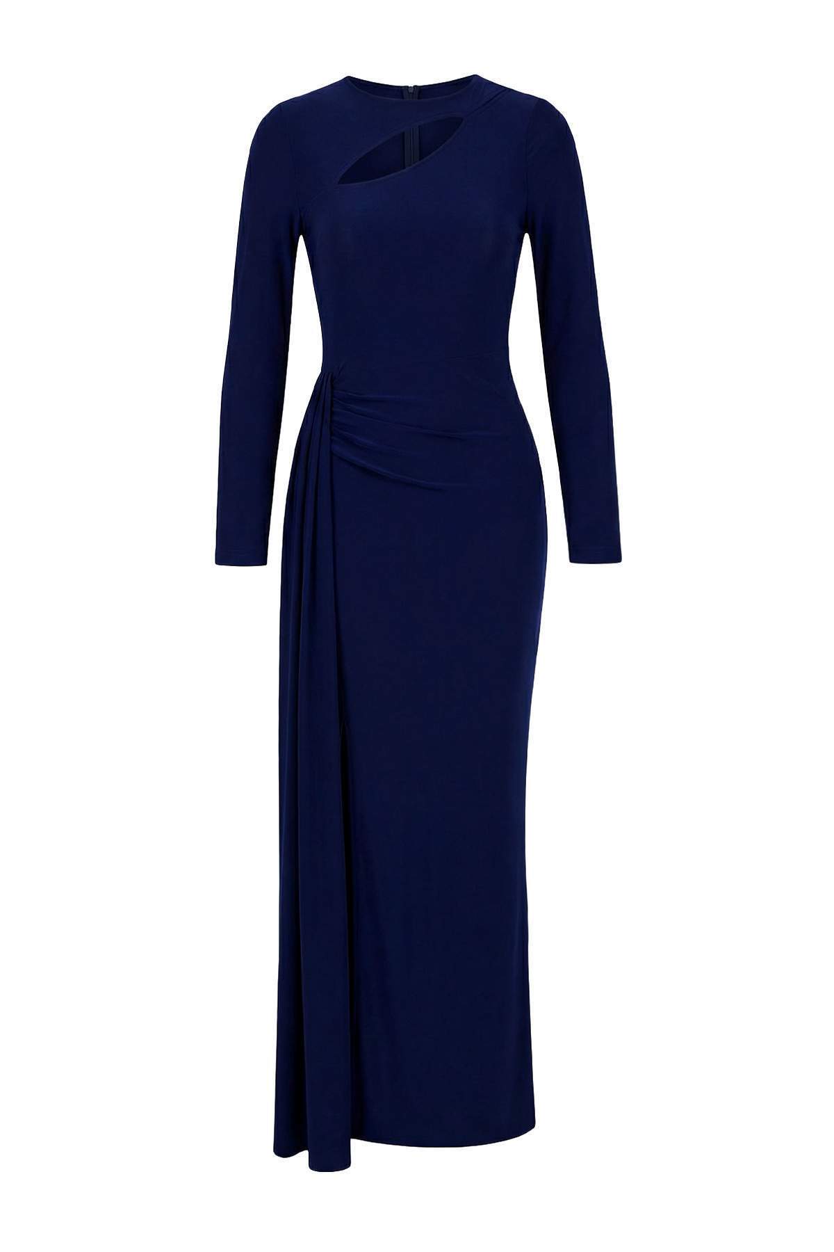 Maxi Evening Dress with Neckline Cut Out Detail