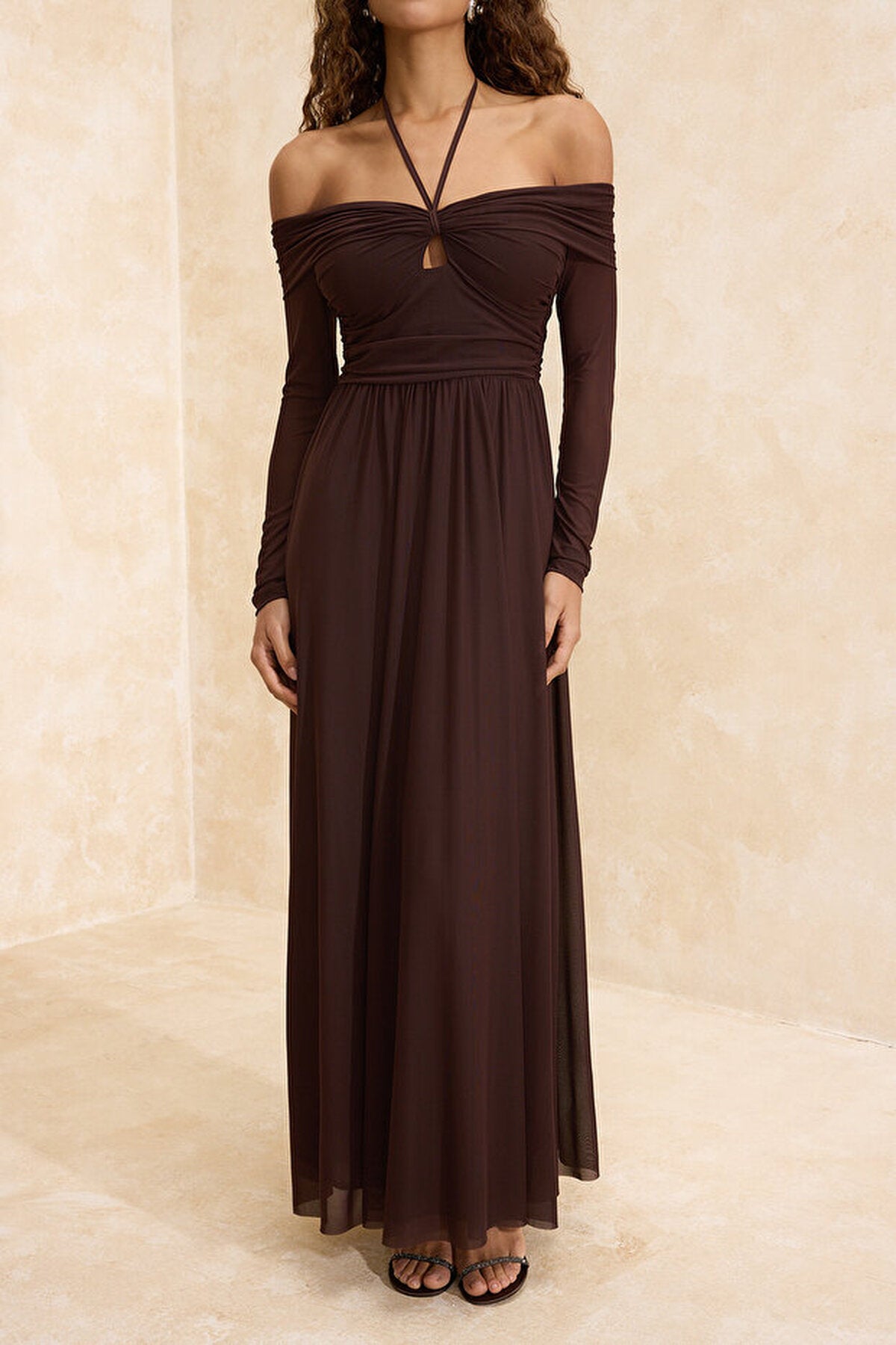 Halter Neck Maxi Evening Dress