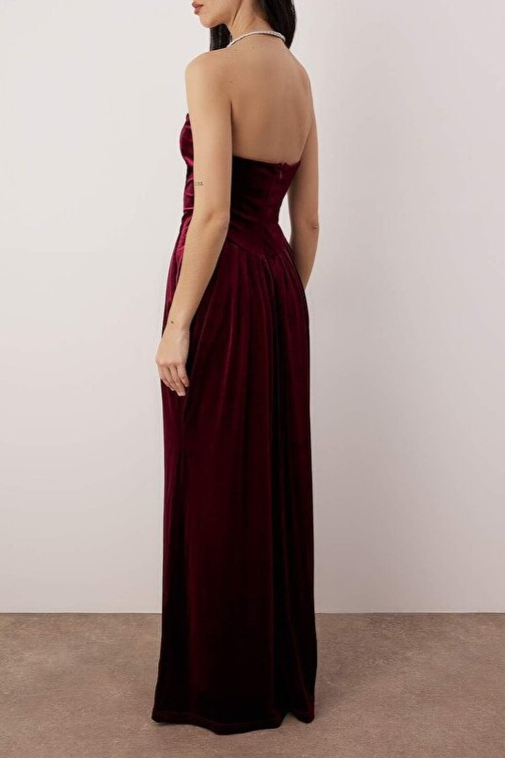 Velvet Sweetheart Neckline Maxi Evening Dress