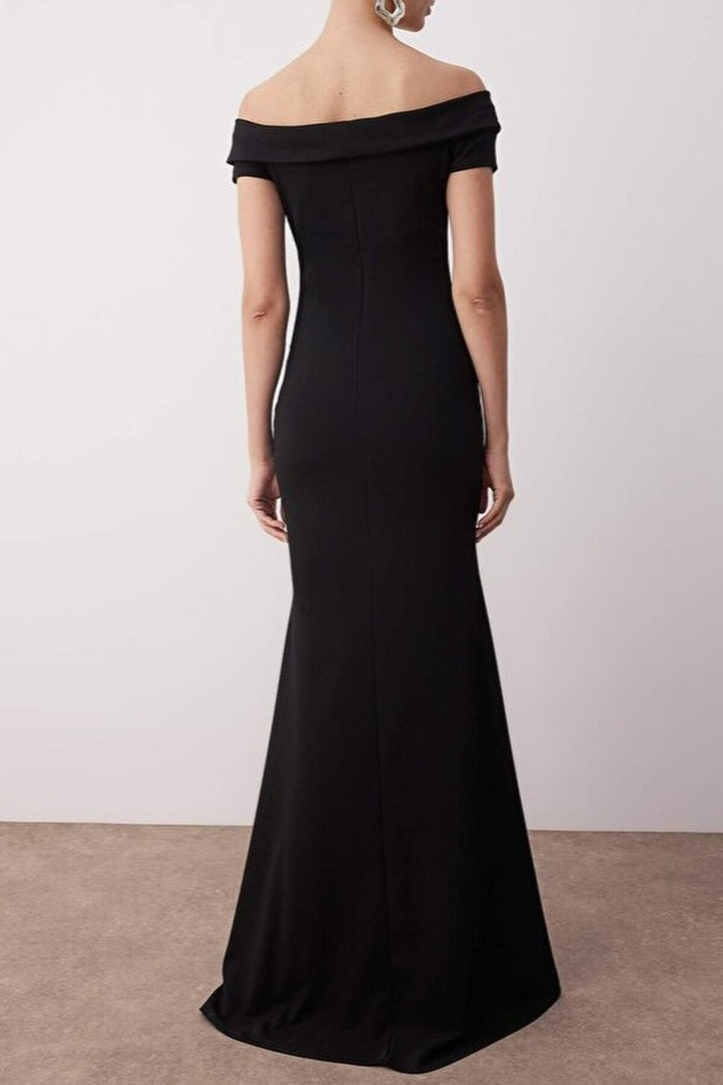 Carmen Neckline Fishtail Maxi Elegant Evening Dress