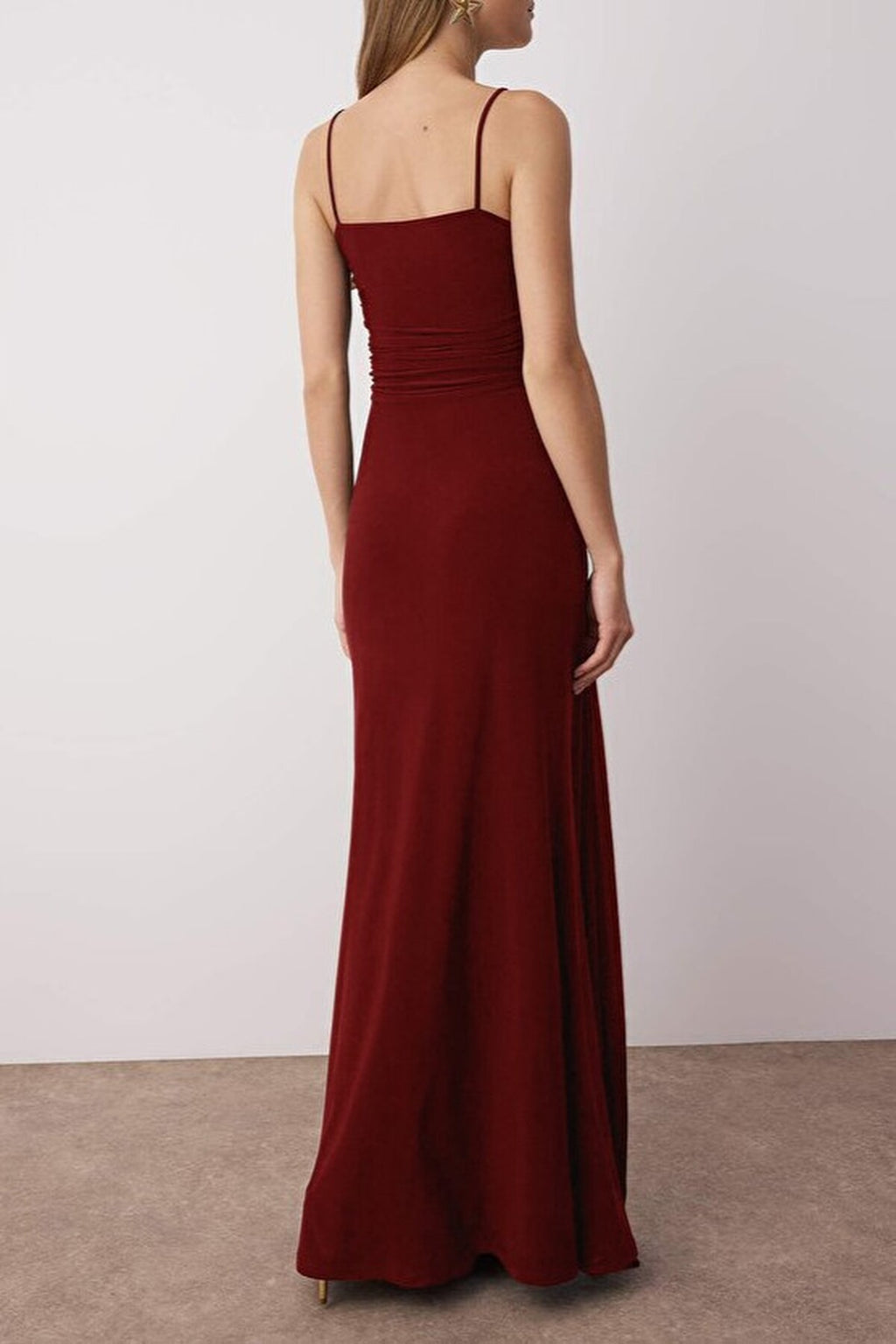 Accessory Detailed Knitted Maxi Evening Dress