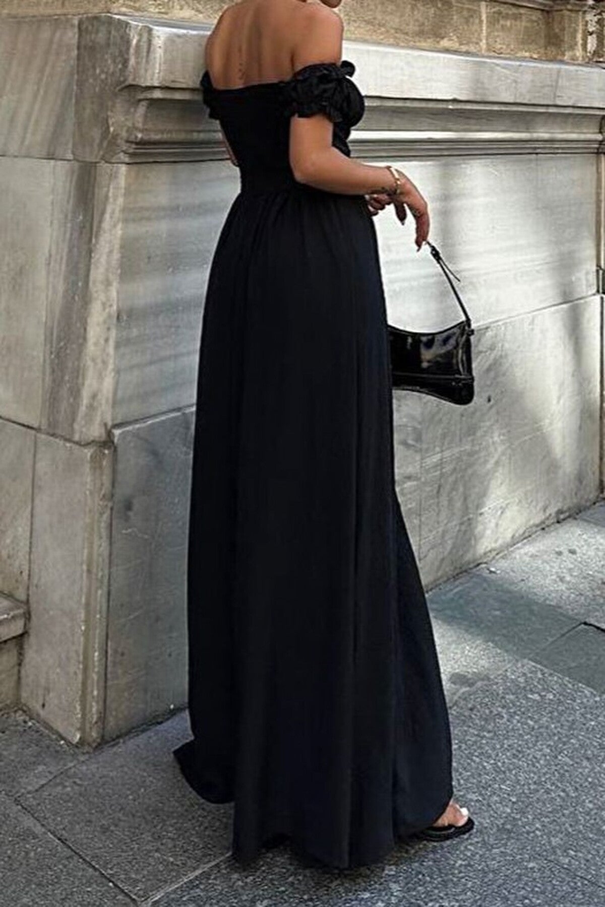 A-Line Carmen Neckline Corset-Style Elegant Evening Dress