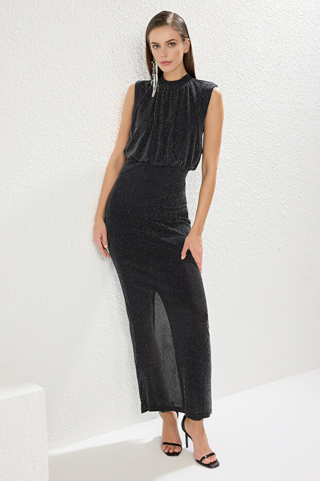 Glittery Knitted Elegant Long Evening Dress