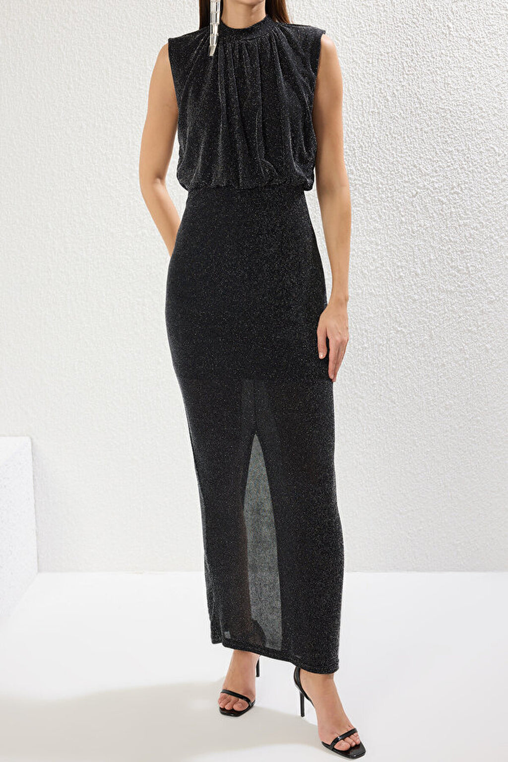 Glittery Knitted Elegant Long Evening Dress