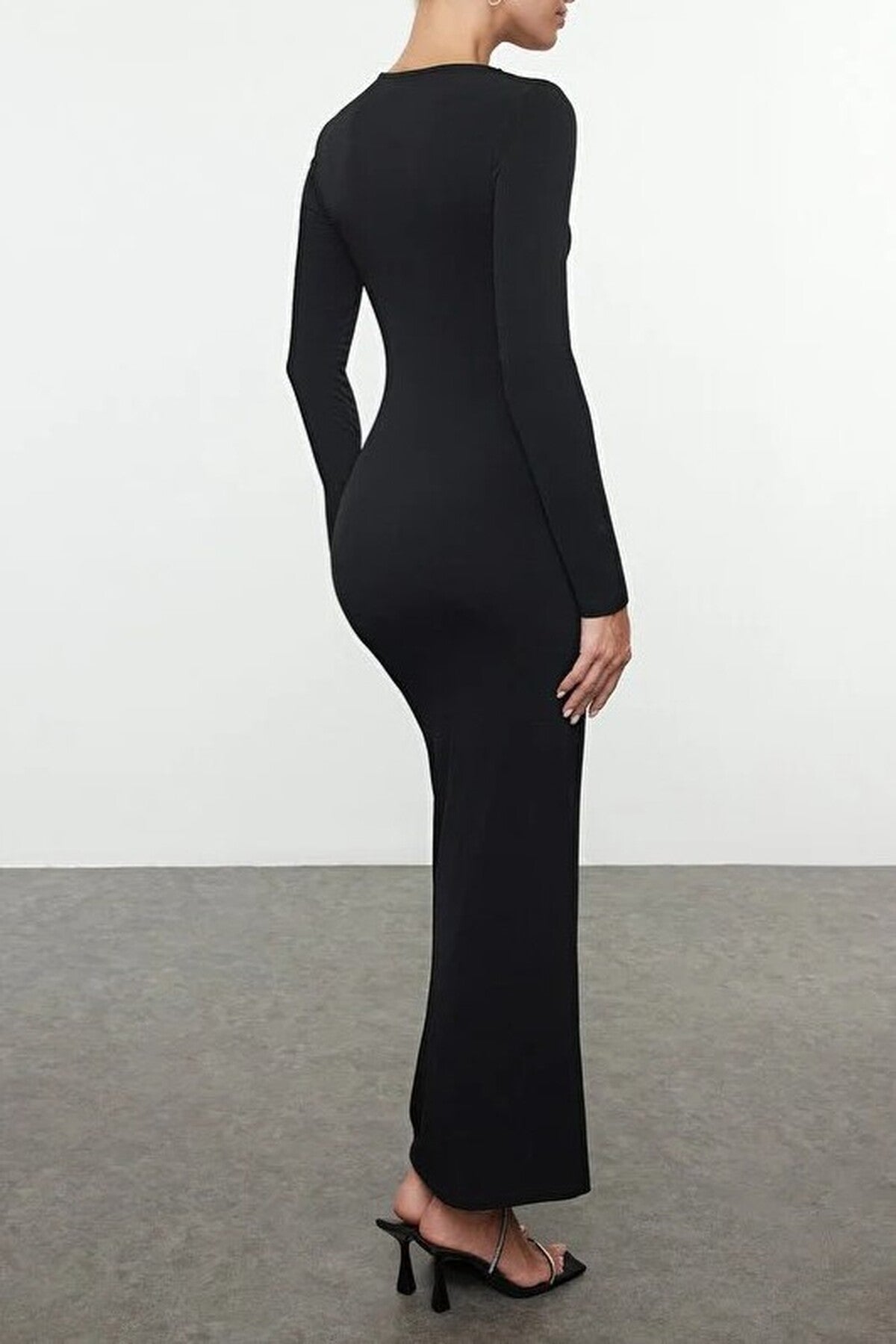 Elegant Knitted Evening Dress with Cut Out Detail