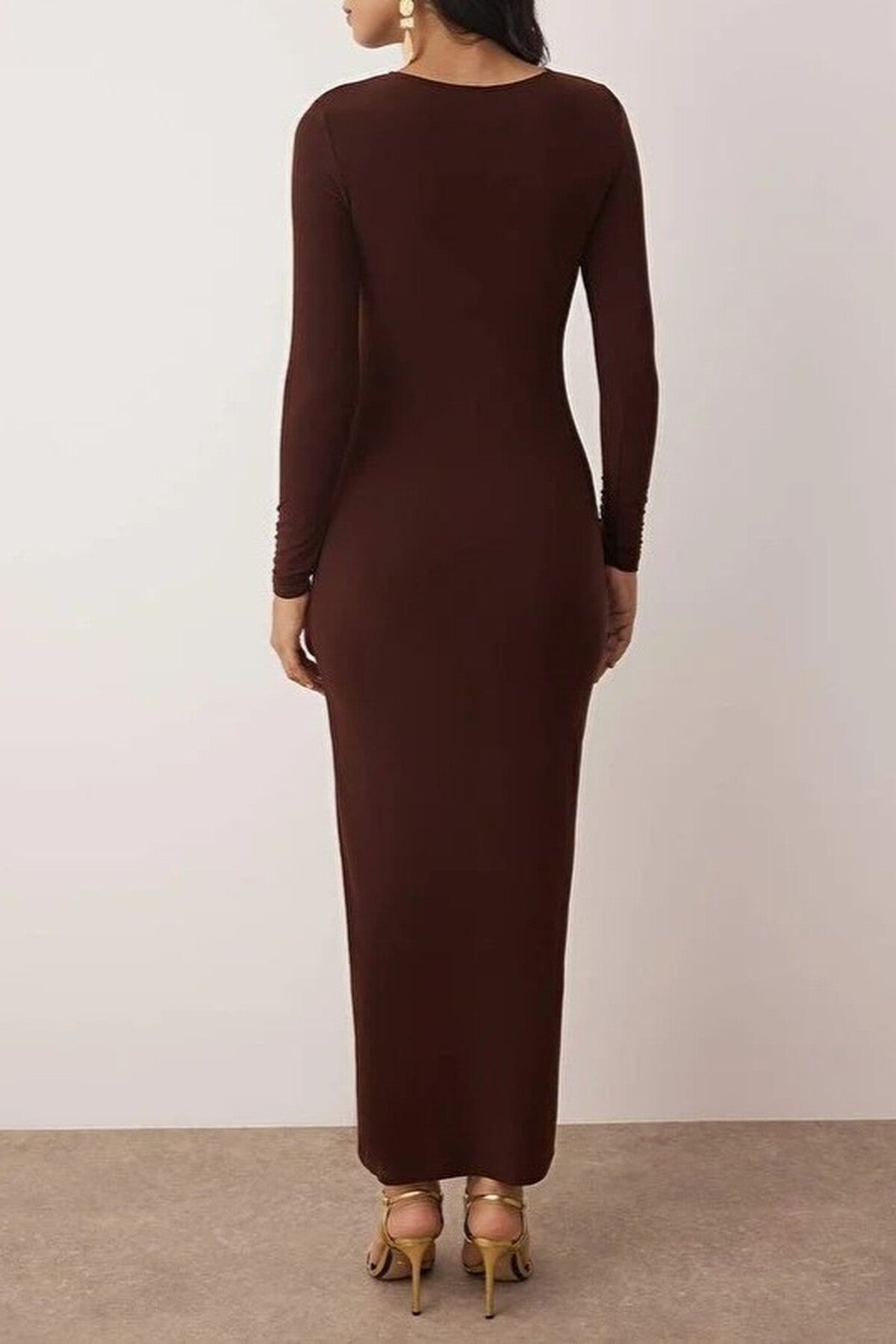 Elegant Knitted Evening Dress with Cut Out Detail