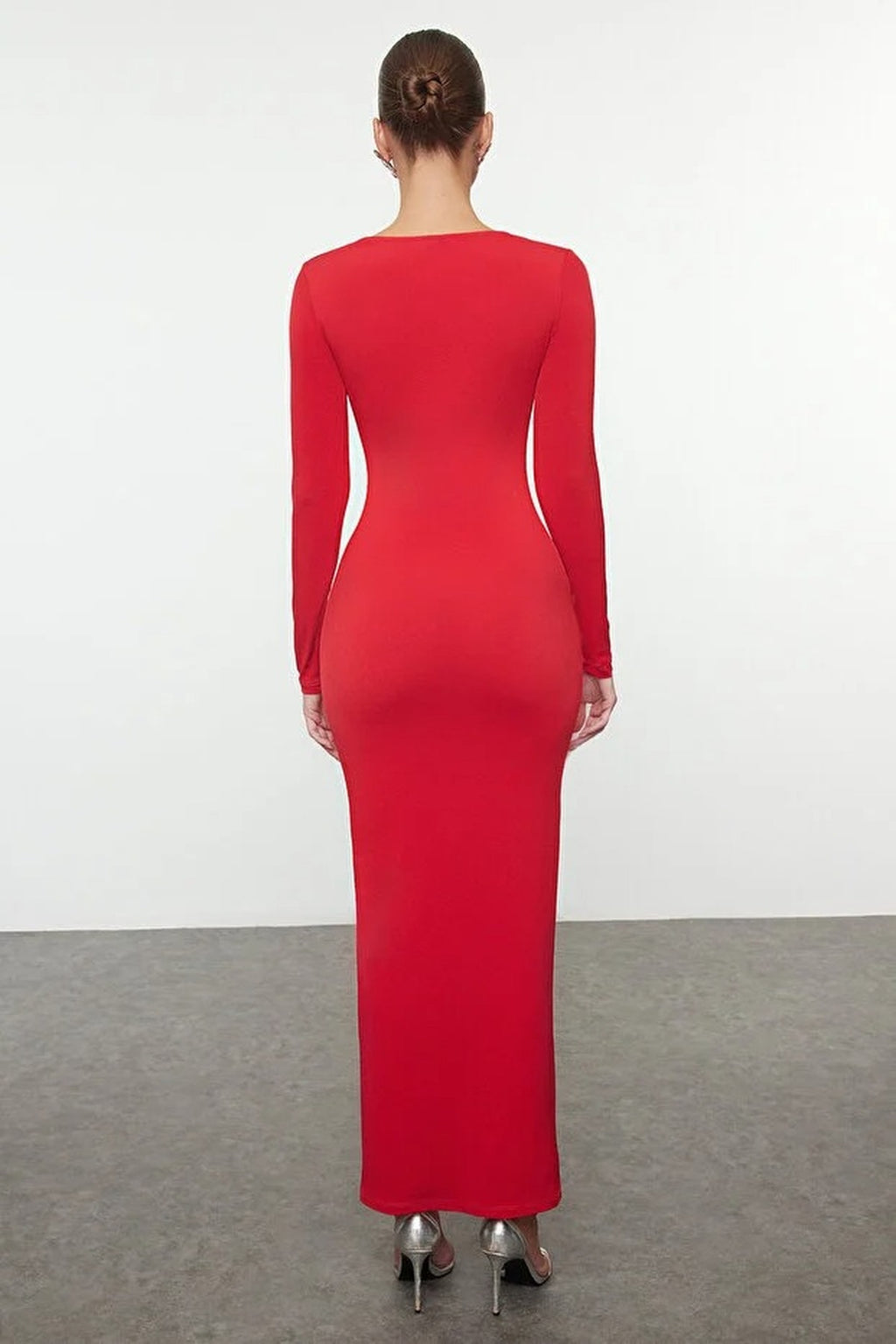 Elegant Knitted Evening Dress with Cut Out Detail