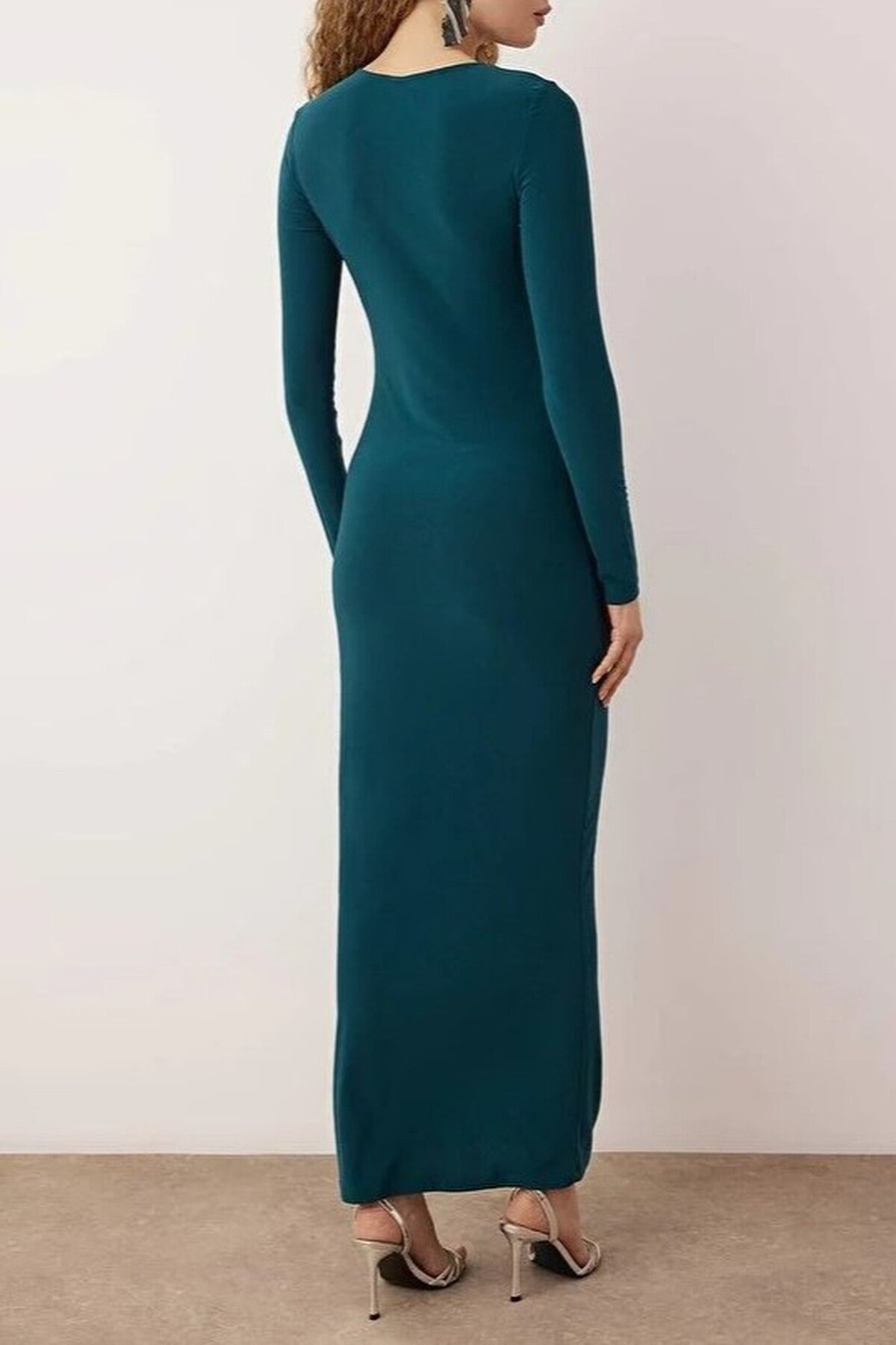 Elegant Knitted Evening Dress with Cut Out Detail