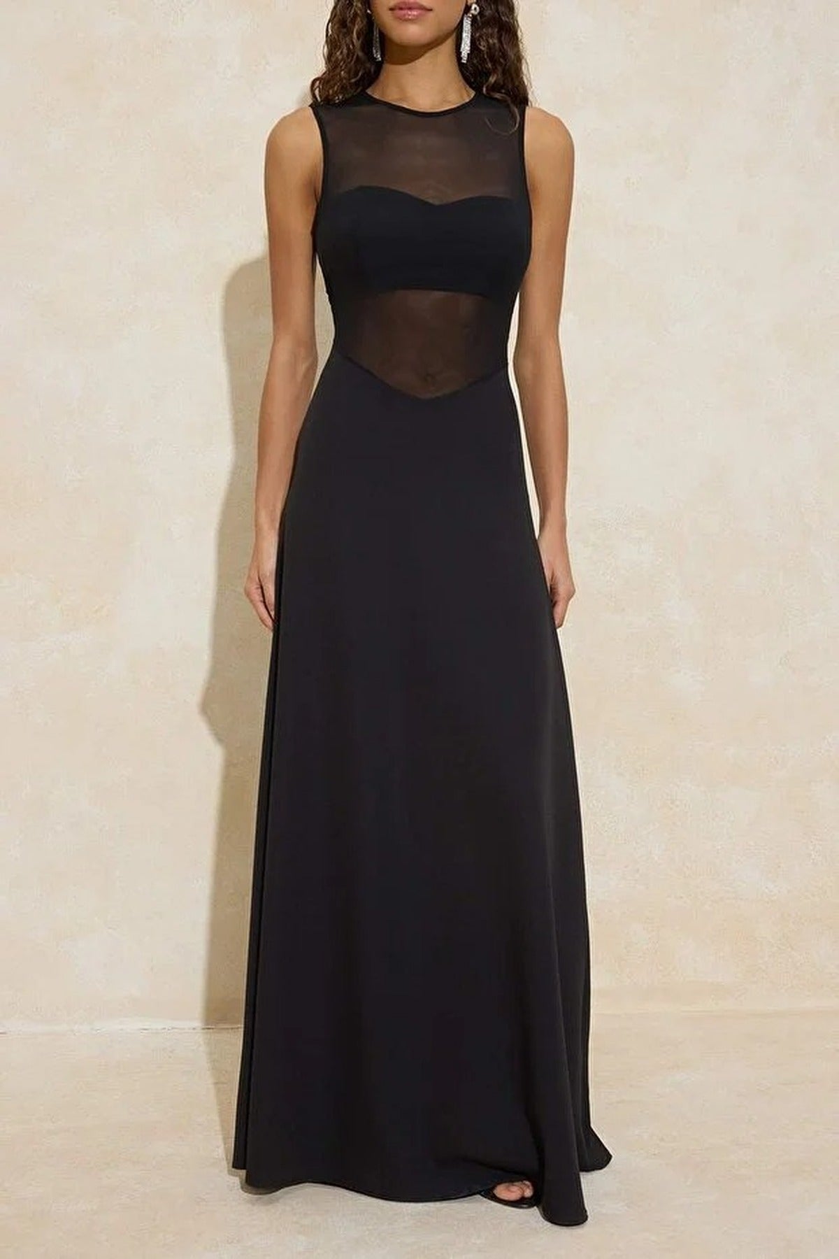 Maxi Evening Dress with Transparent Details