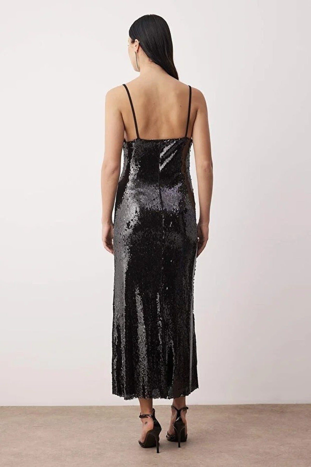 Knitted Sequin Maxi Lined Evening Dress