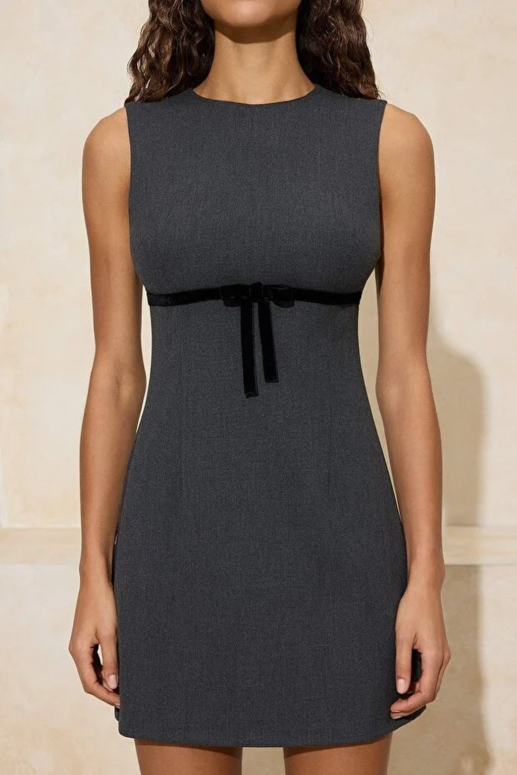 Mini Woven Dress with Bow