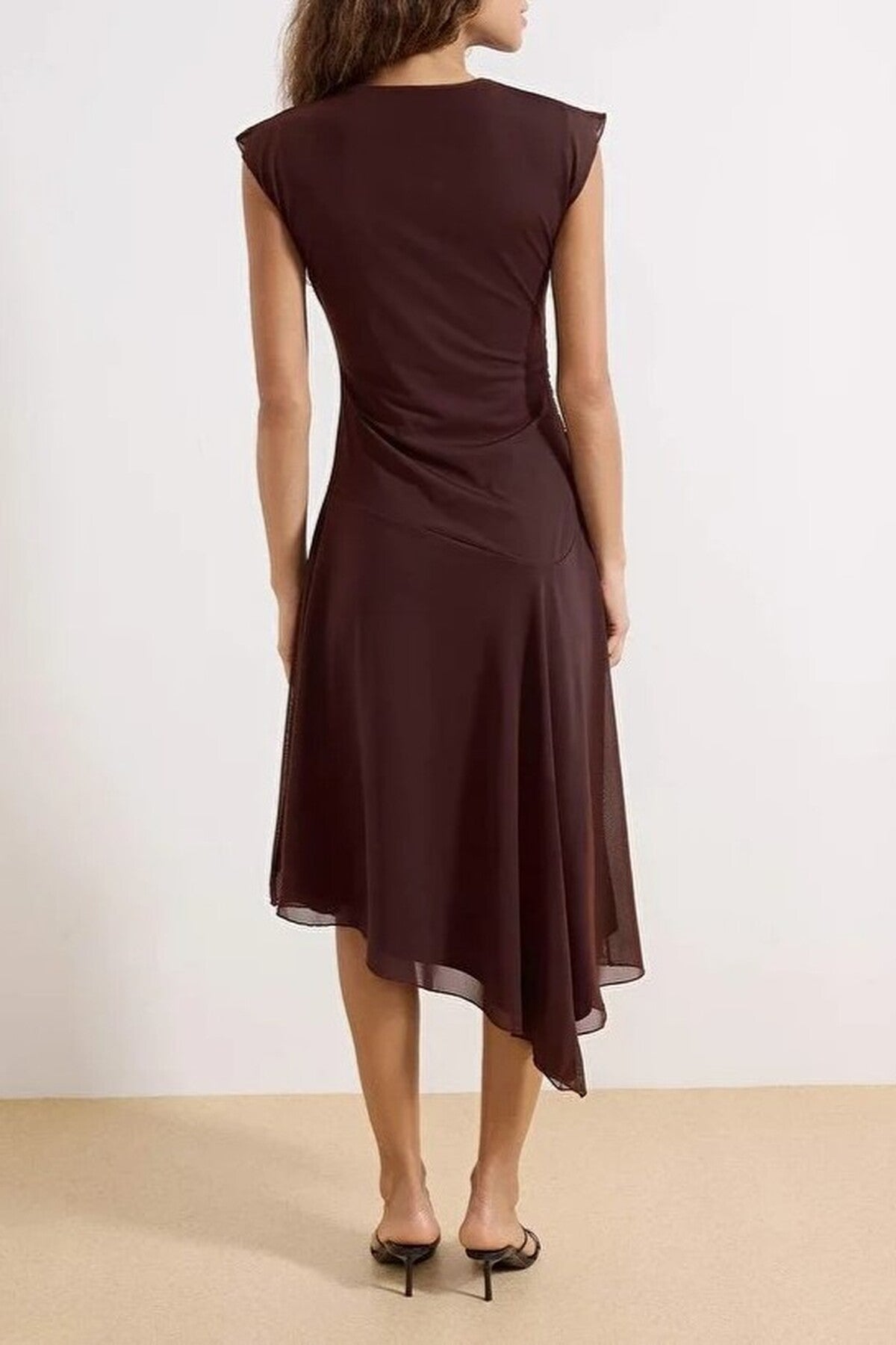 Boat Neck Gathered Maxi Tulle Knit Dress