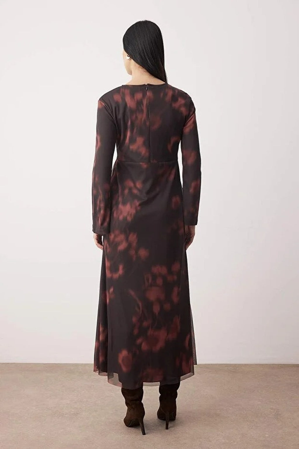Patterned Knitted Dress with Tulle Lining