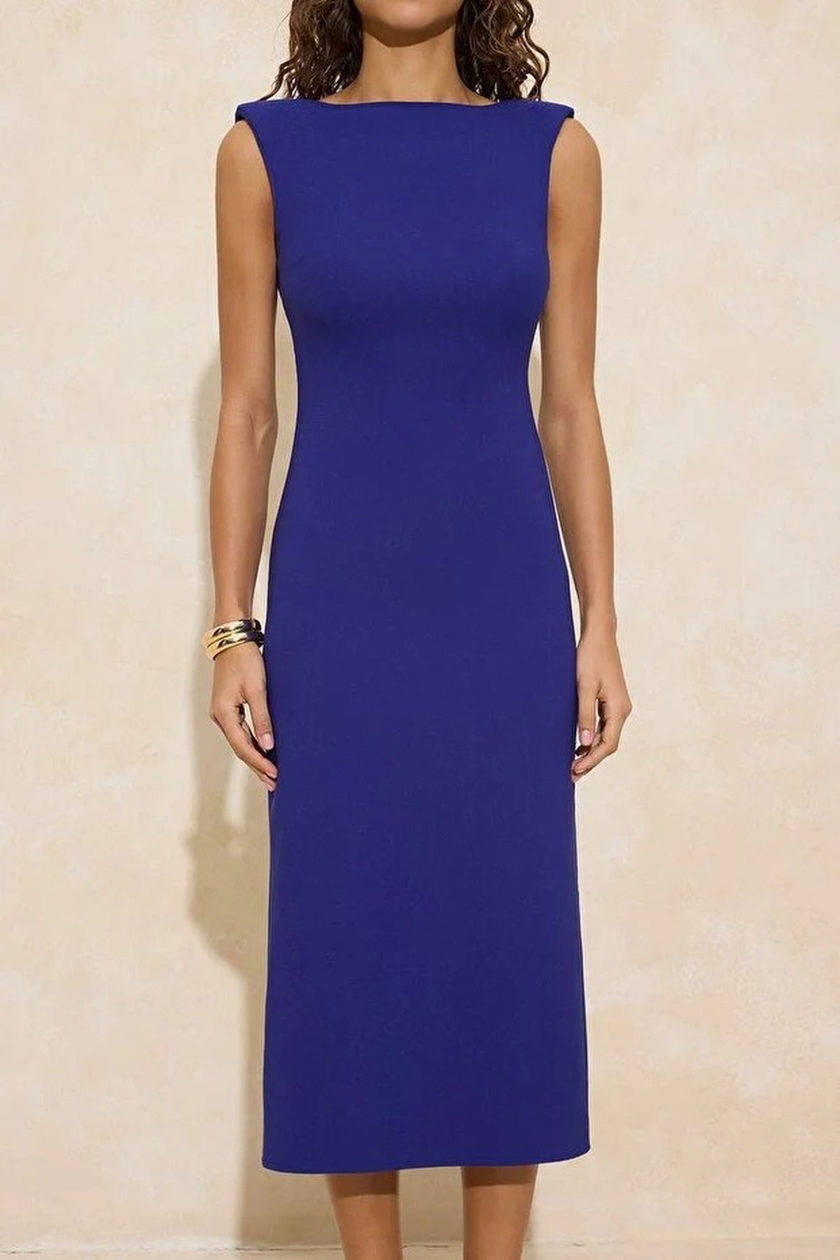 Midi Woven Dress with Back Detail