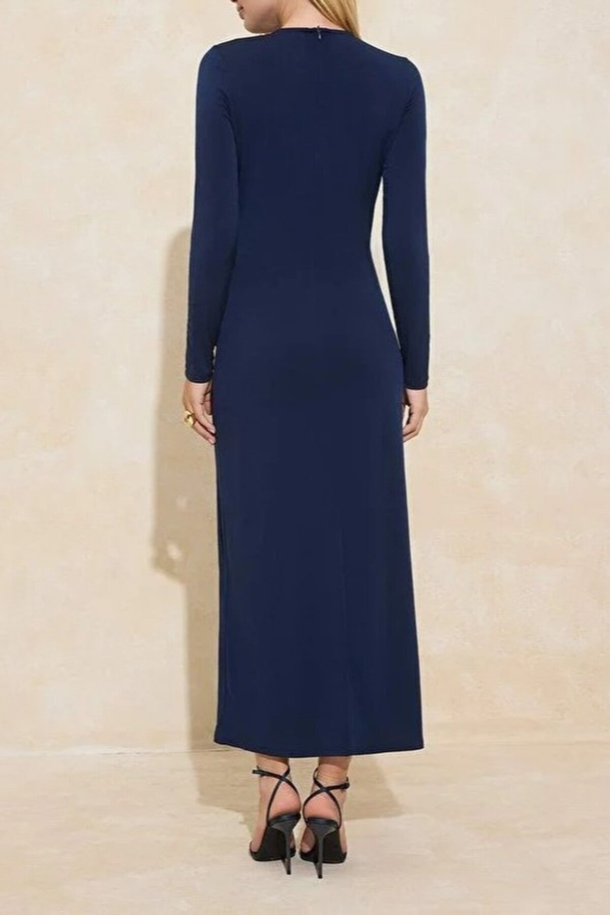 Fabric Knit Dress with Metal Accessory Details